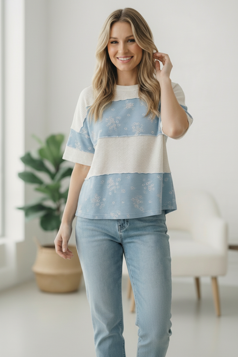 Violets are Blue Colorblock Top - Charming Charlie