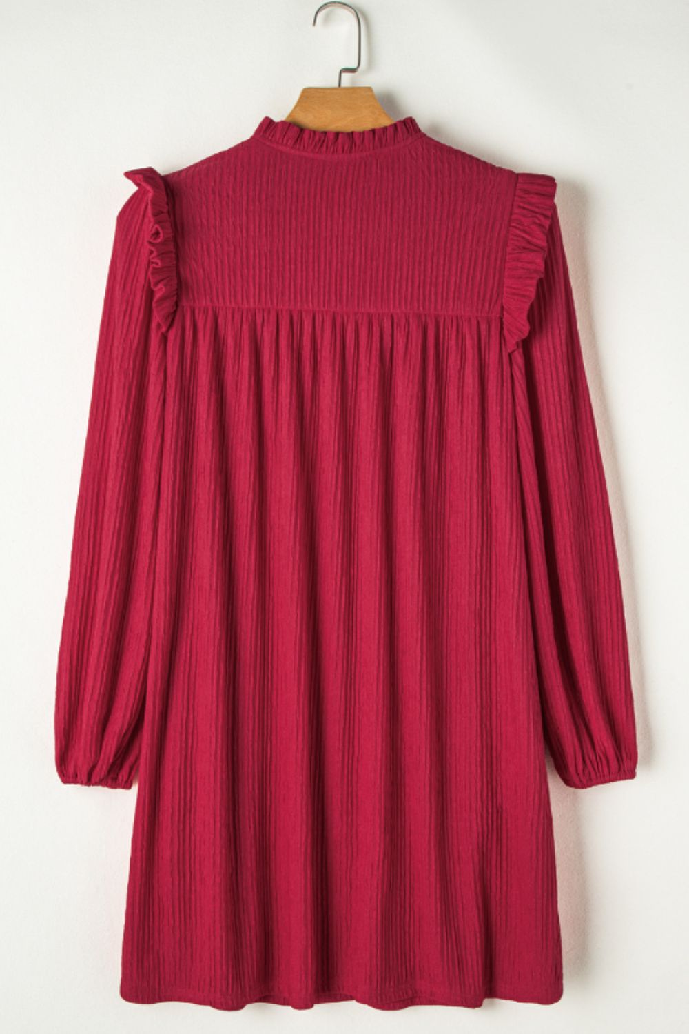 Frill Notched Long Sleeve Dress - Charming Charlie