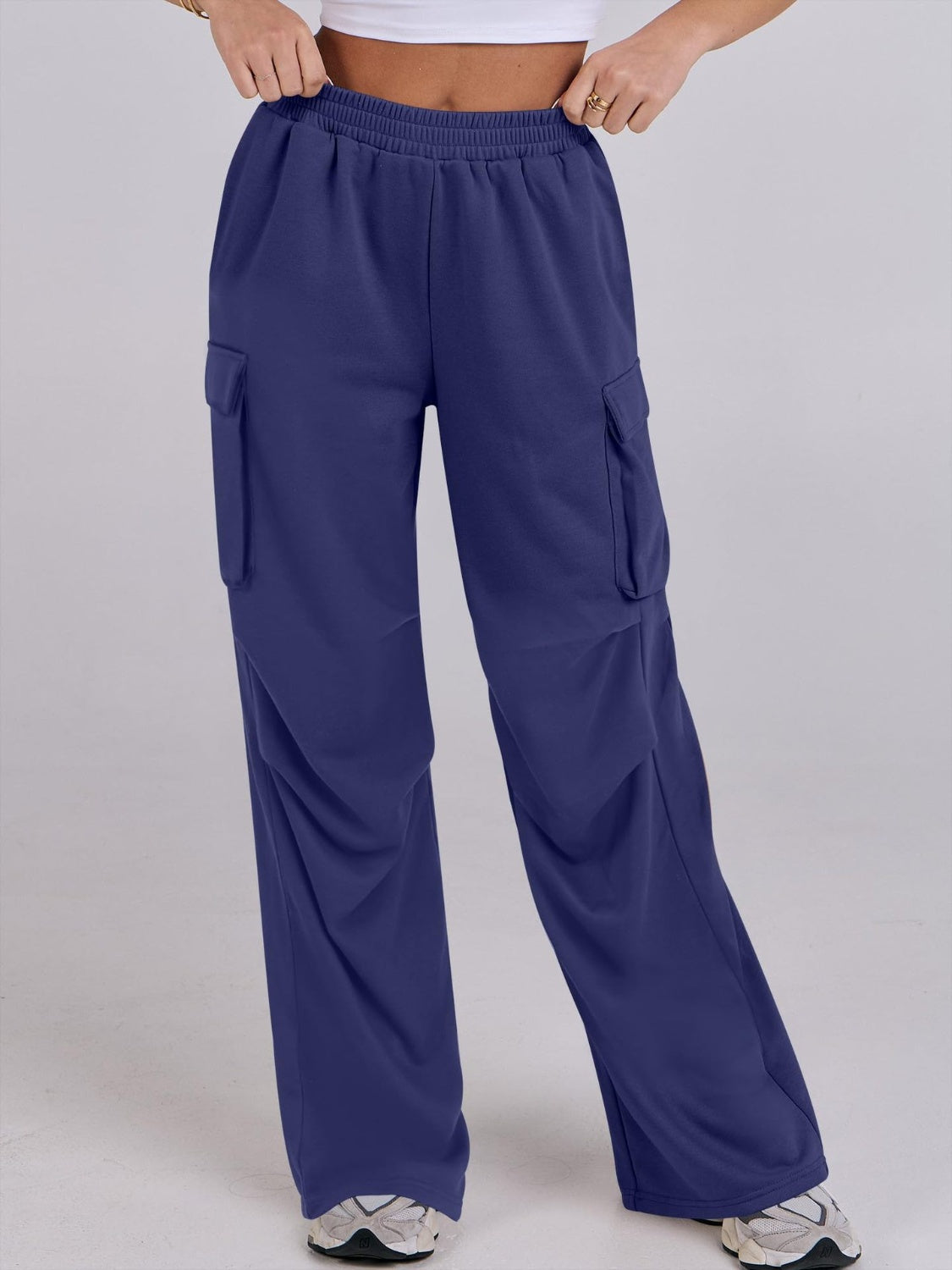 Elastic Waist Wide Leg Pants with Pockets - Charming Charlie
