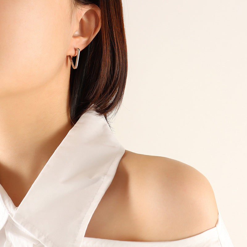 Titanium Steel Geometric Huggie Earrings - Charming Charlie
