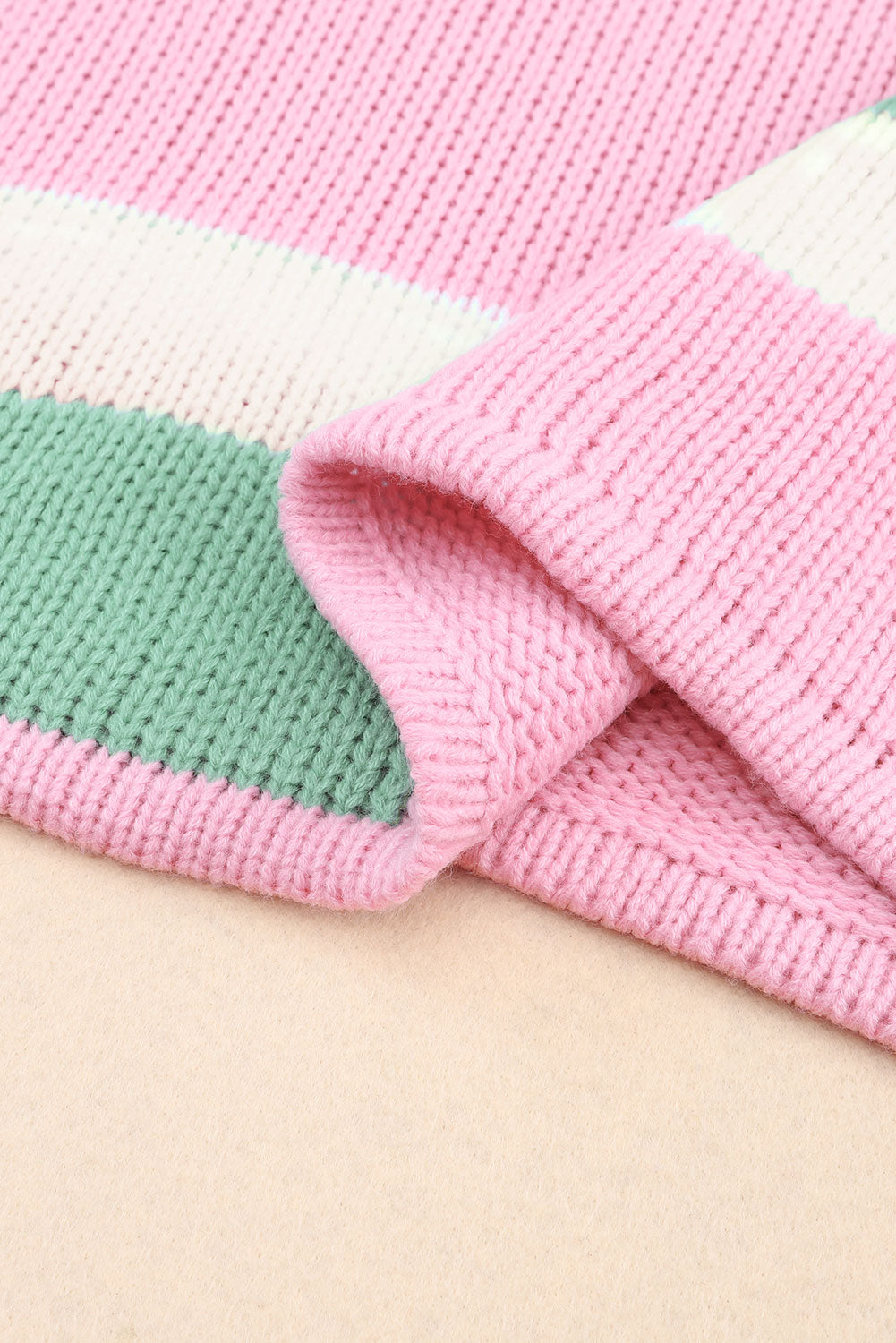 Color Block Round Neck Drop Shoulder Sweater - Charming Charlie