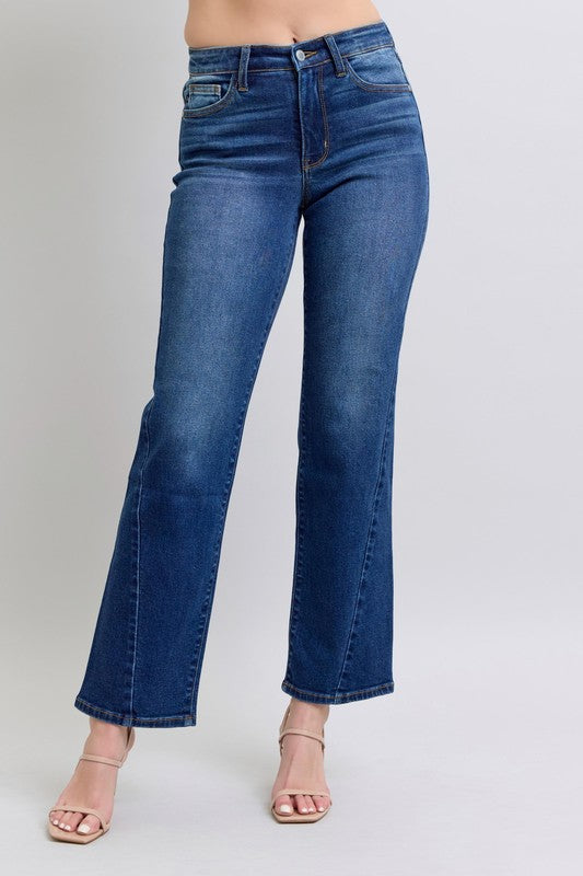 Judy Blue Full Size Side Seam Detail Straight Jeans with Pockets - Charming Charlie