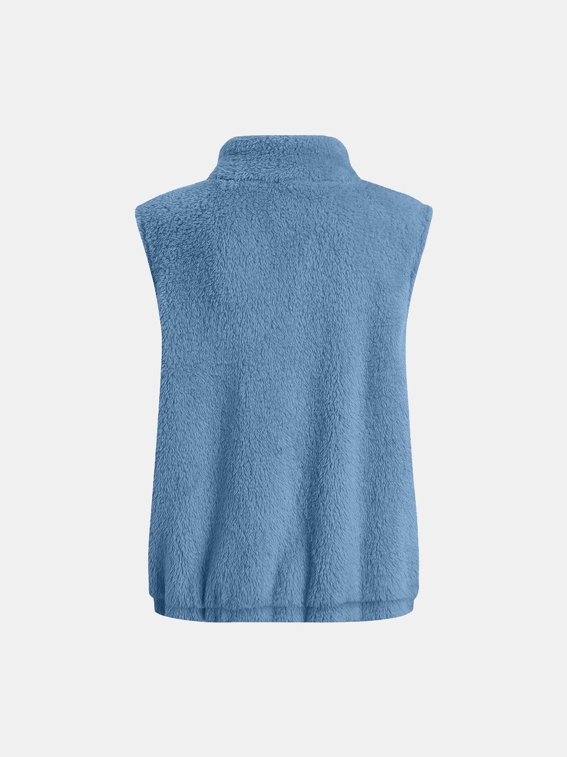 Full Size Fuzzy Zip Up Vest Coat with Pockets - Charming Charlie