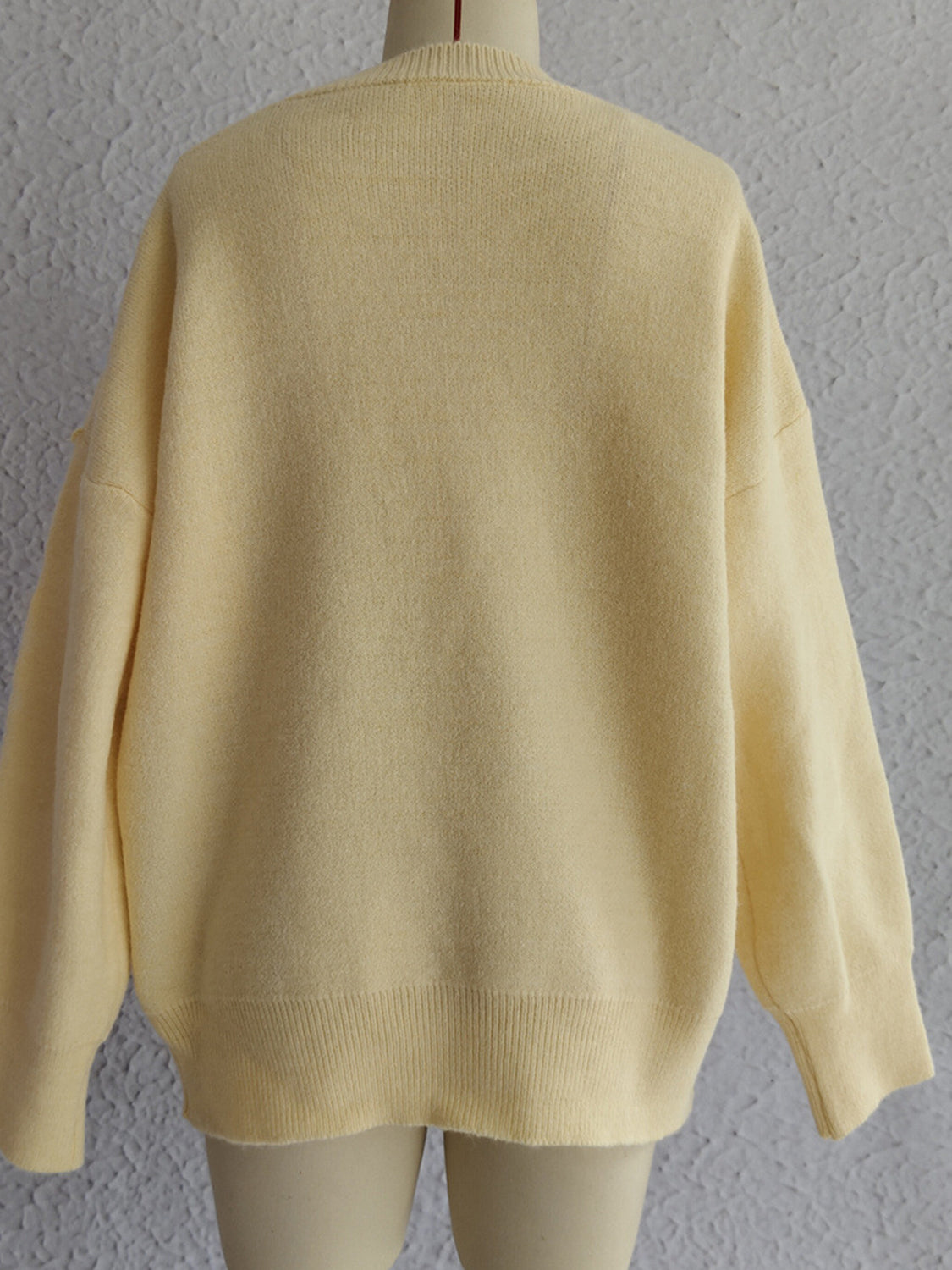 Flower Round Neck Long Sleeve Sweater - Charming Charlie