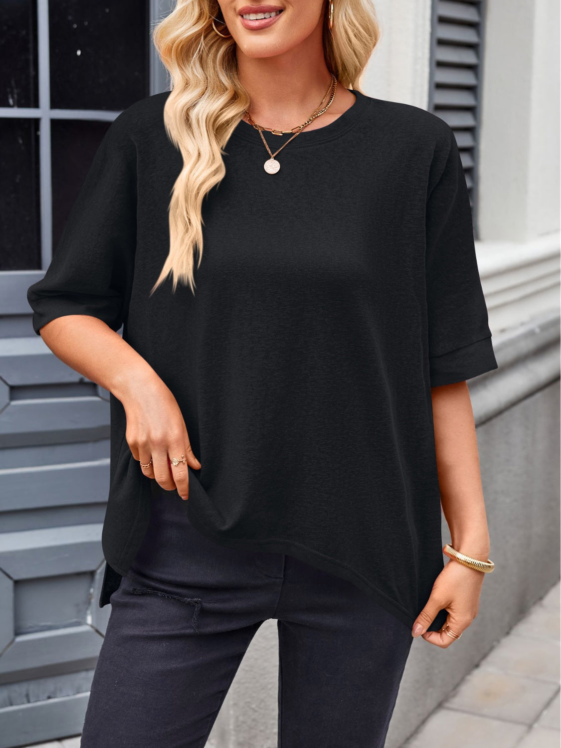 Lovelet Round Neck Half Sleeve T-Shirt - Charming Charlie