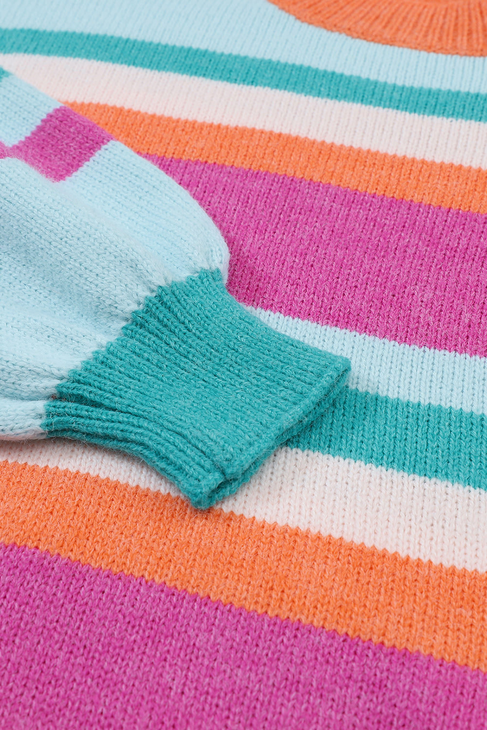 Striped Round Neck Drop Shoulder Sweater - Charming Charlie