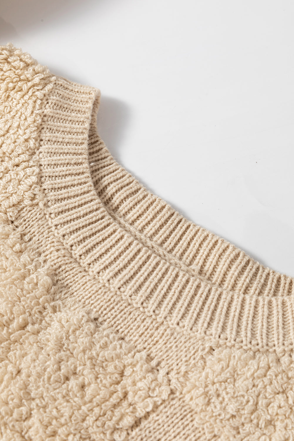 Checkered Round Neck Dropped Shoulder Sweater - Charming Charlie