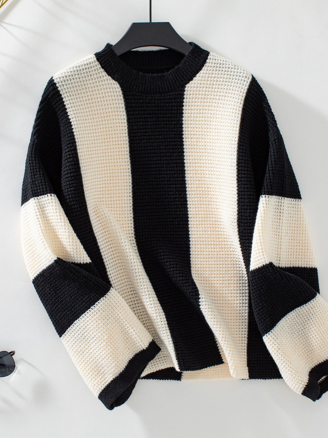Color Block Round Neck Long Sleeve Sweater - Charming Charlie