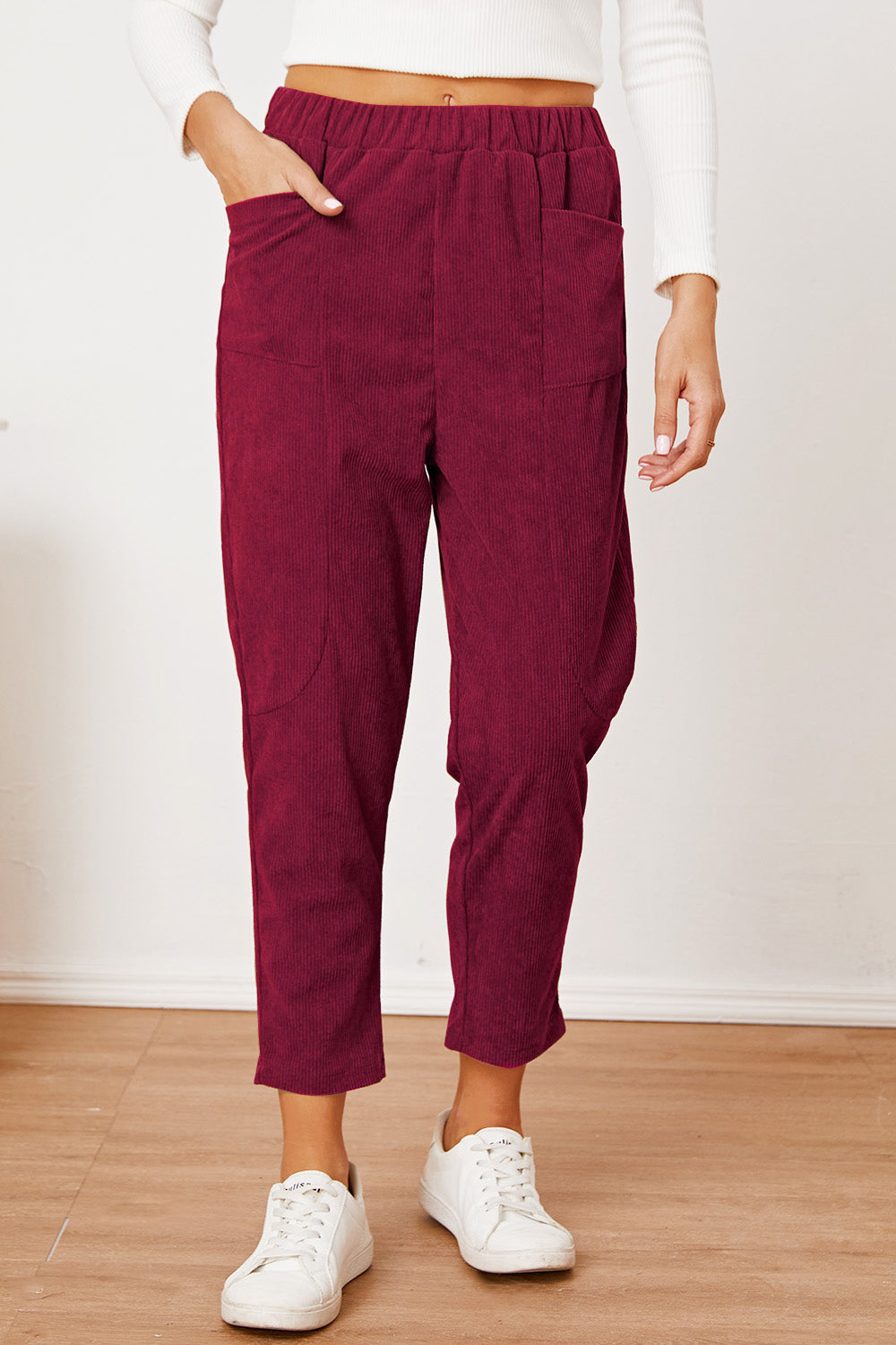 Pocketed Elastic Waist Pants - Charming Charlie