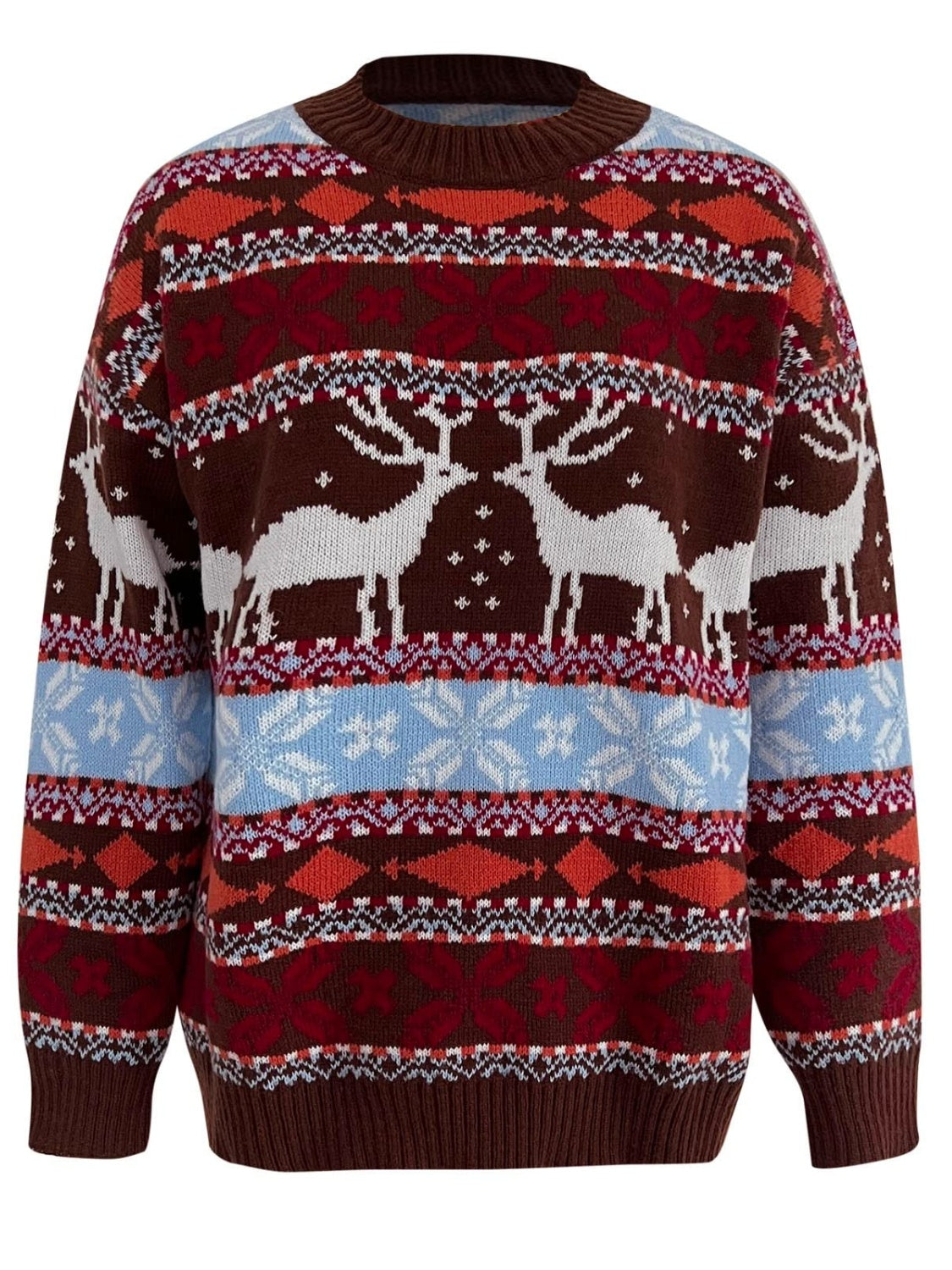 Geometric Round Neck Dropped Shoulder Sweater - Charming Charlie