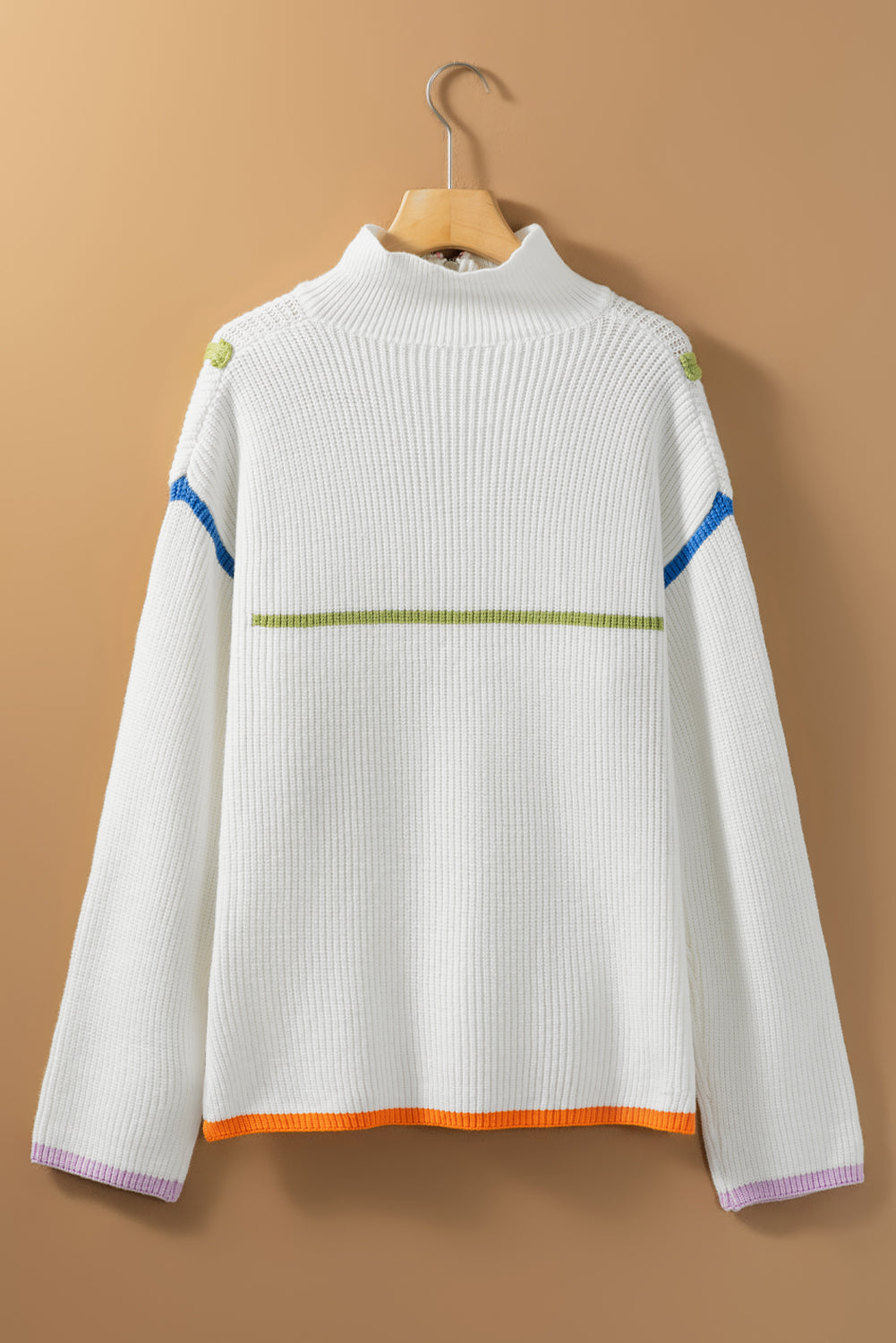 Contrast Half Zip Drop Shoulder Sweater - Charming Charlie