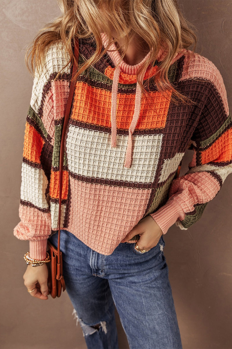 Drawstring Color Block Long Sleeve Sweater – Charming Charlie