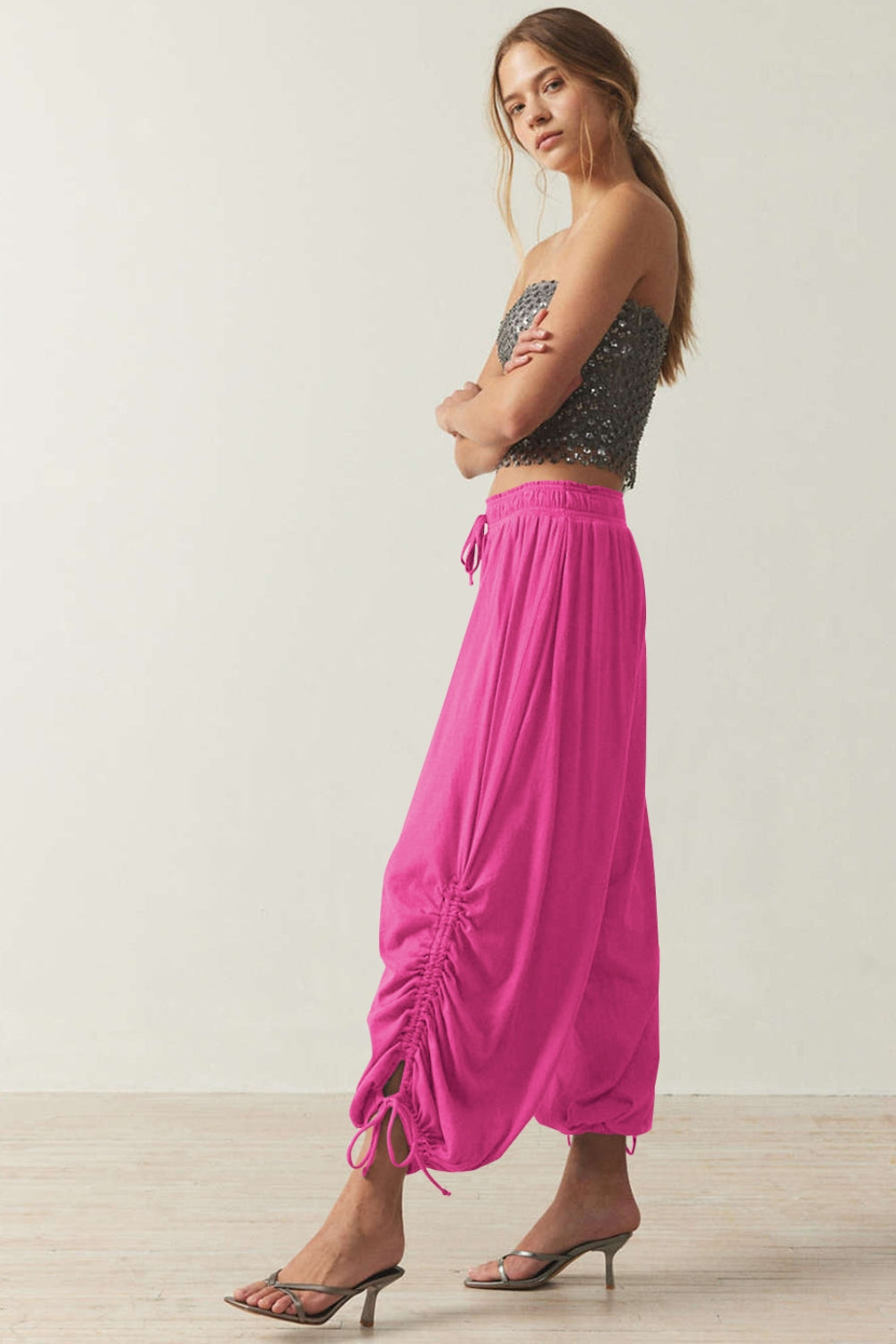 Drawstring Ruched Pants - Charming Charlie