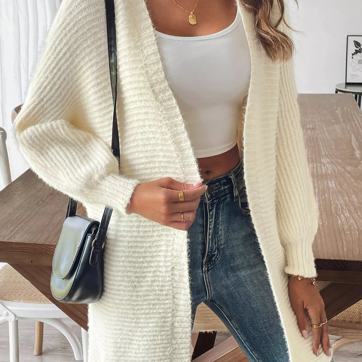 Davi & Dani Open Front Drop Shoulder Cardigan main image 1