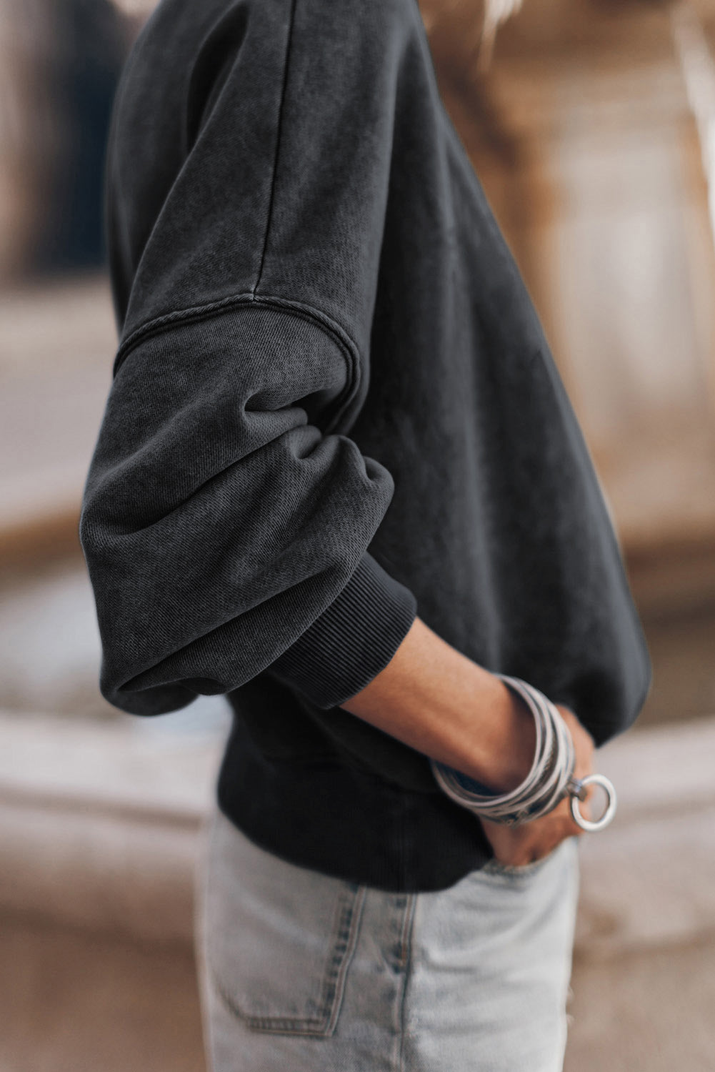 Mock Neck Dropped Shoulder Sweatshirt - Charming Charlie