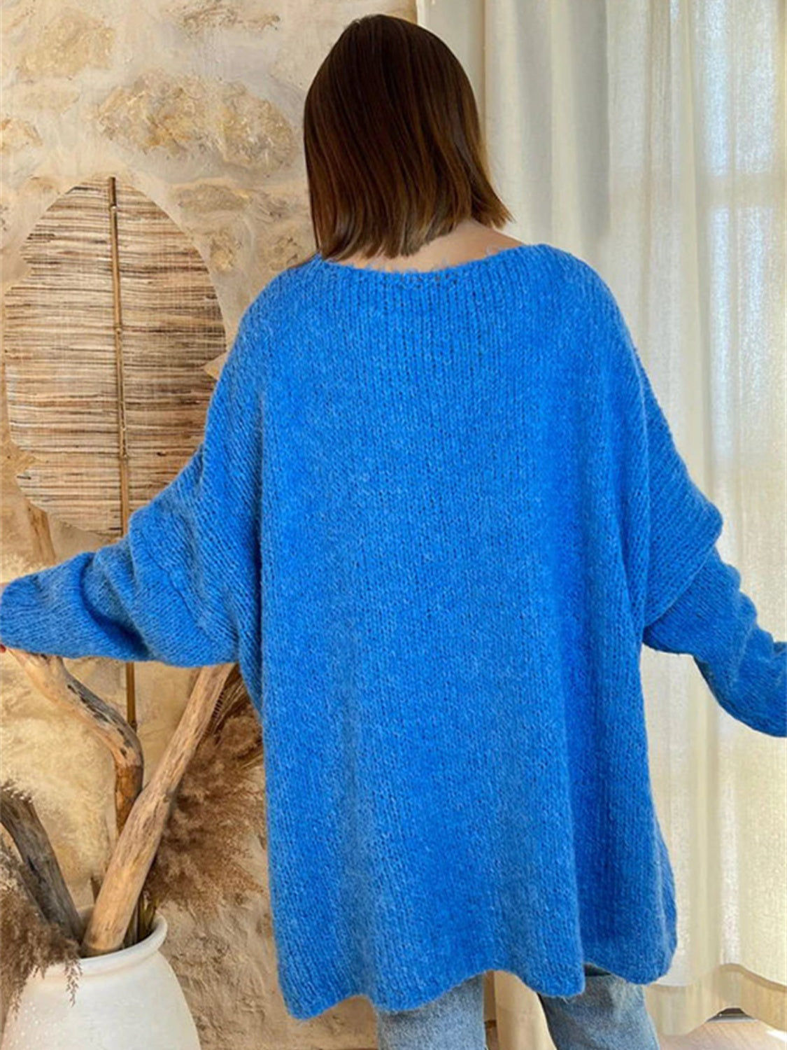 Peace Graphic V-Neck Long Sleeve Sweater - Charming Charlie