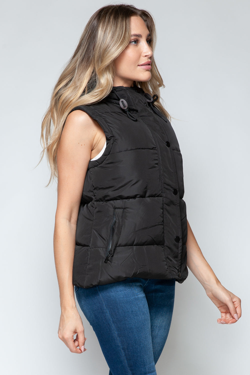Snobbish Snap and Zip Closure Hooded Vest - Charming Charlie