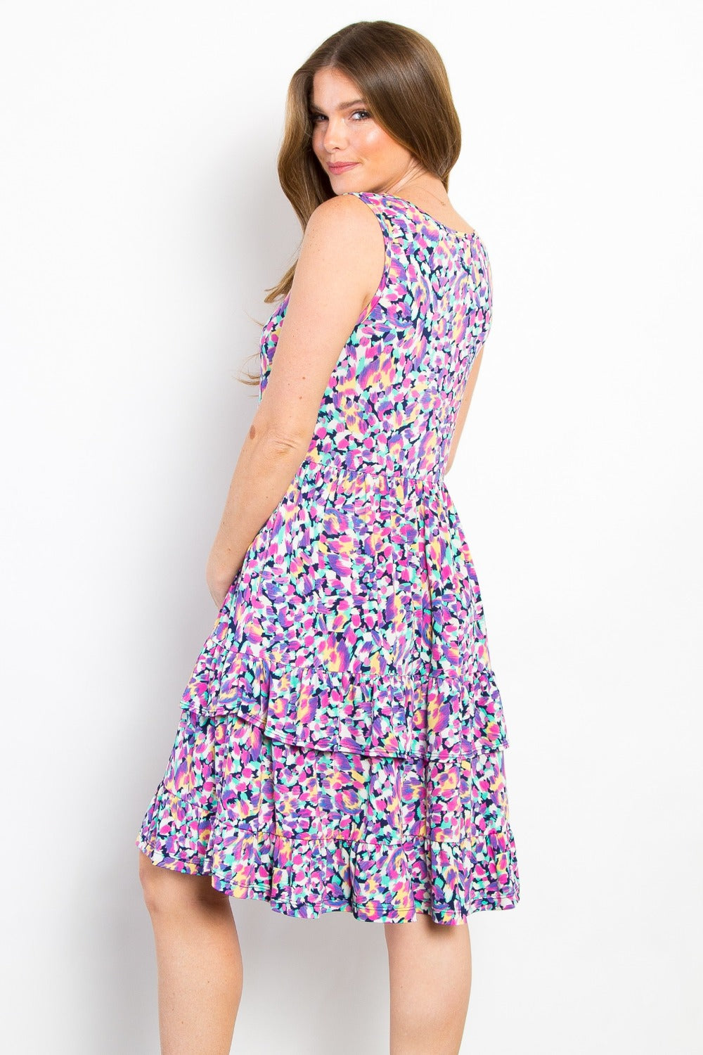 Be Stage Full Size Print Wrinkle Free Ruffled Dress - Charming Charlie