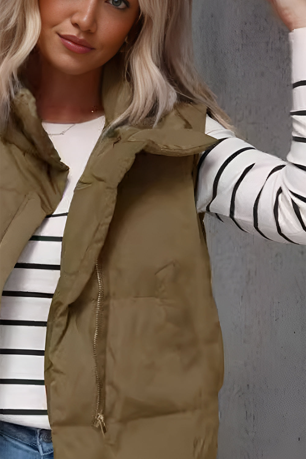 Zip Up Vest Coat with Pockets - Charming Charlie