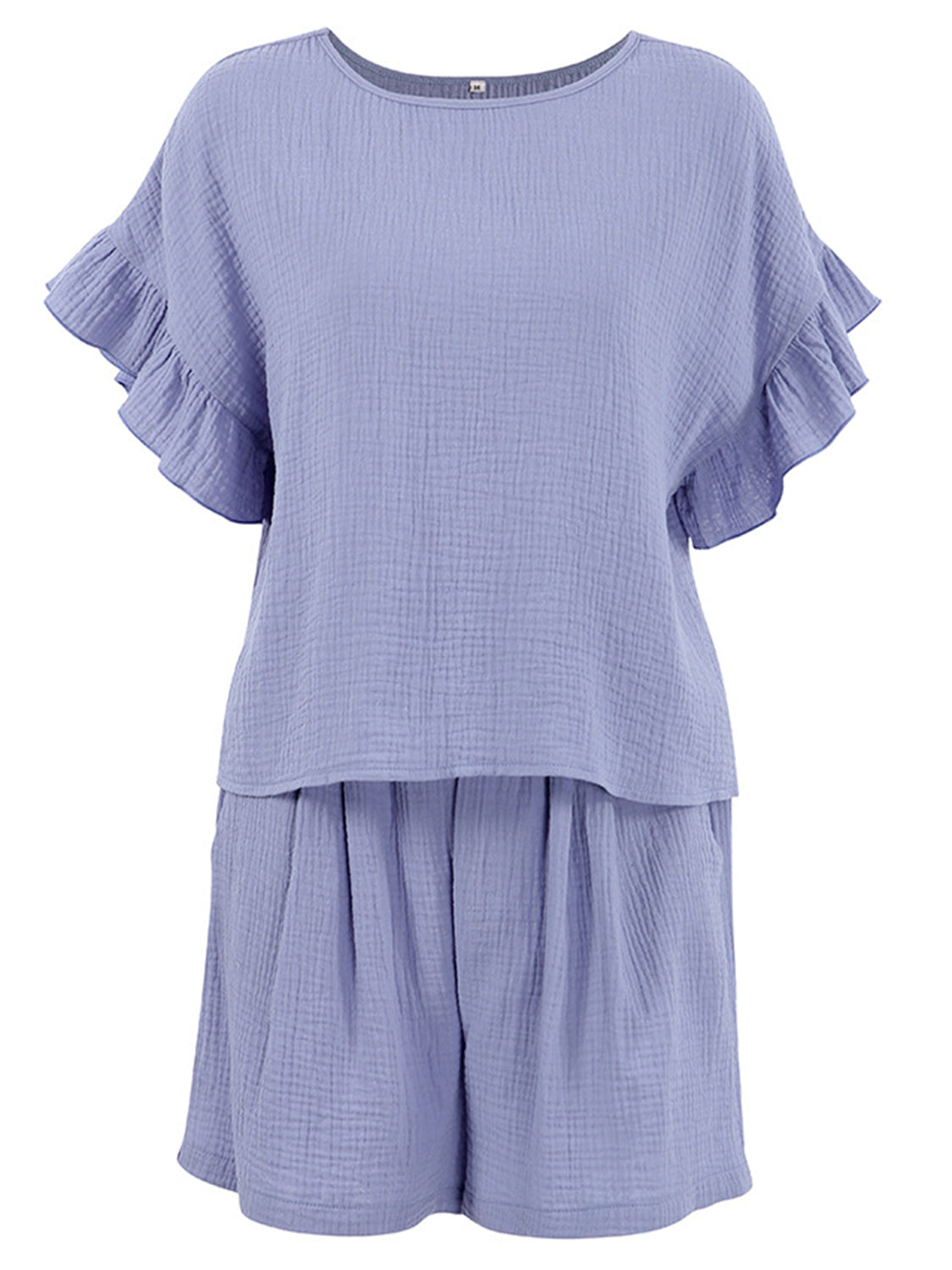 Ruffled Round Neck Top and Shorts Set - Charming Charlie