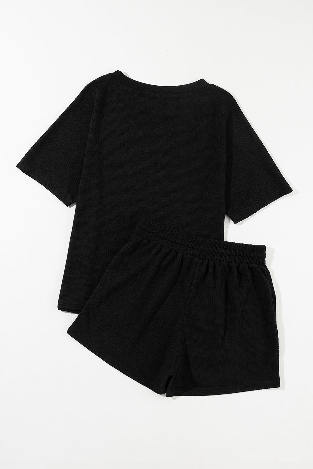 Round Neck Short Sleeve Top and Drawstring Shorts Set - Charming Charlie