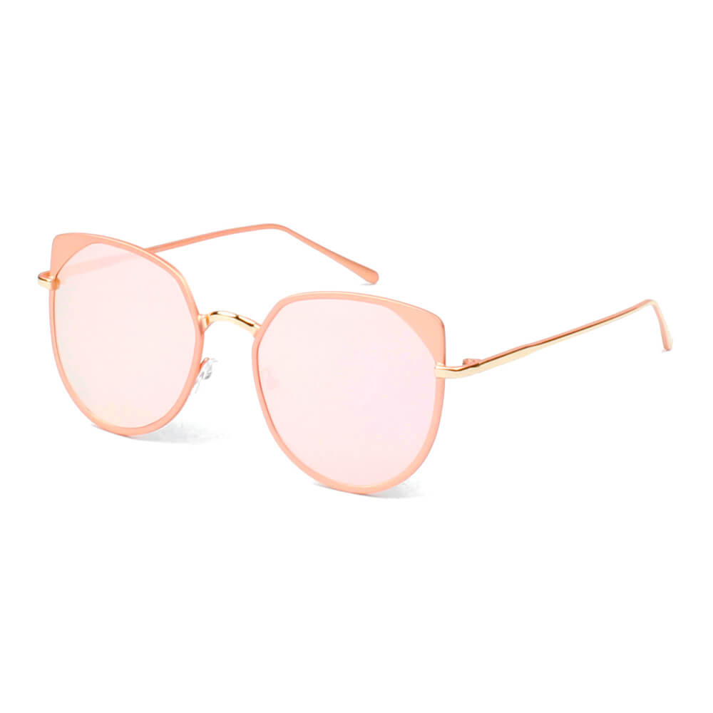 HERSHEY | A17 - Women's Flat Lens Metal Frame Cat Eye Sunglasses - Cramilo Eyewear - Stylish Trendy Affordable Sunglasses Clear Glasses Eye Wear Fashion