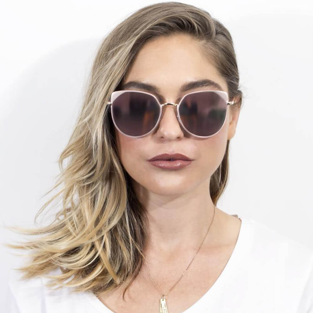 HERSHEY | A17 - Women's Flat Lens Metal Frame Cat Eye Sunglasses - Cramilo Eyewear - Stylish Trendy Affordable Sunglasses Clear Glasses Eye Wear Fashion
