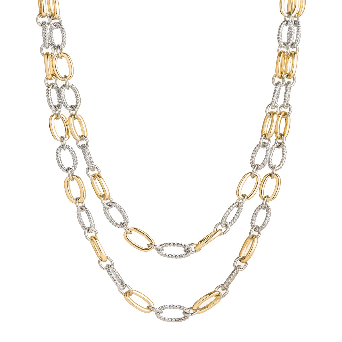 27" 18k Gold Plated Two Tone Chunky Oval Link Chain Necklace - Charming Charlie