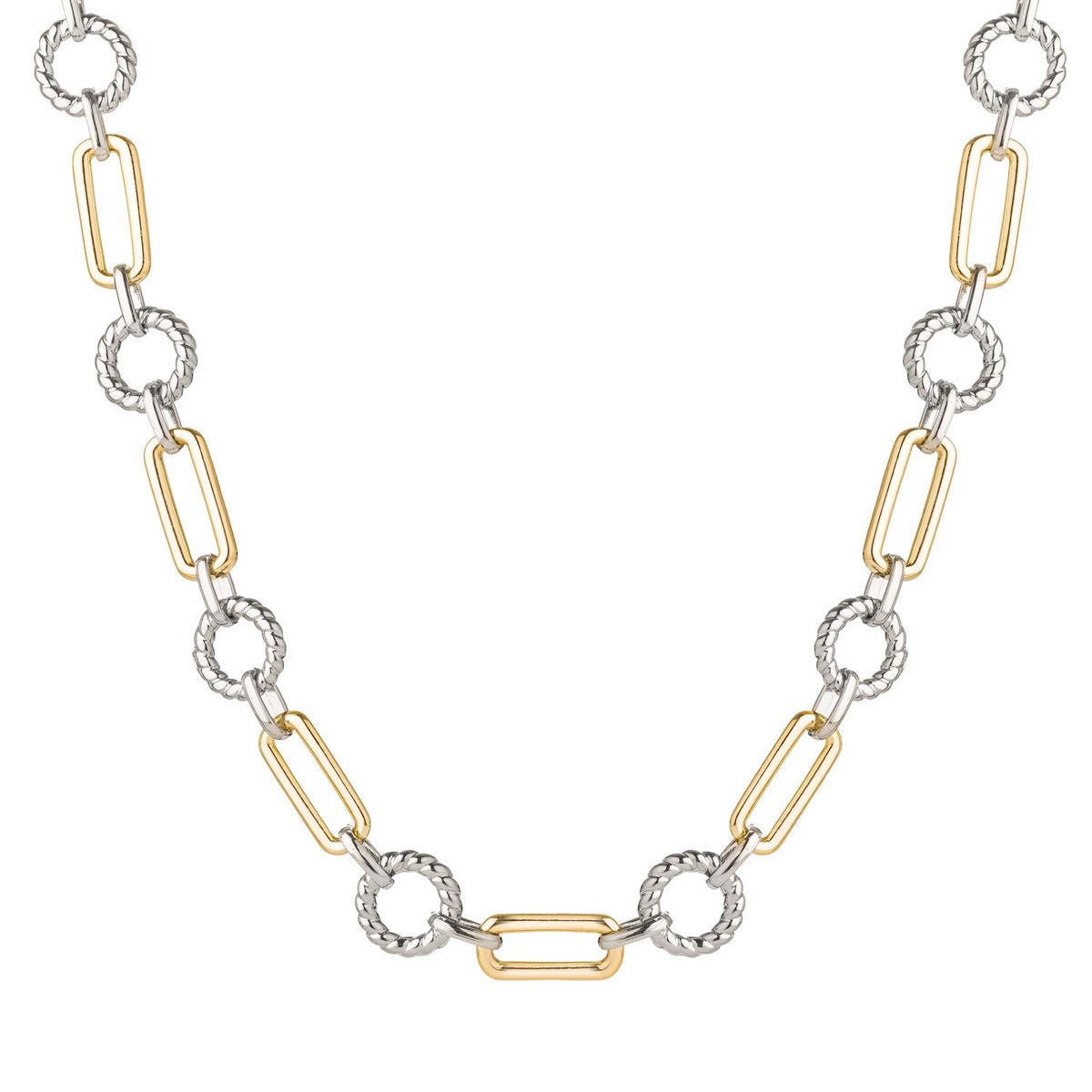 27" 18k Gold Plated Two Tone Rectangular Link Chain Necklace - Charming Charlie