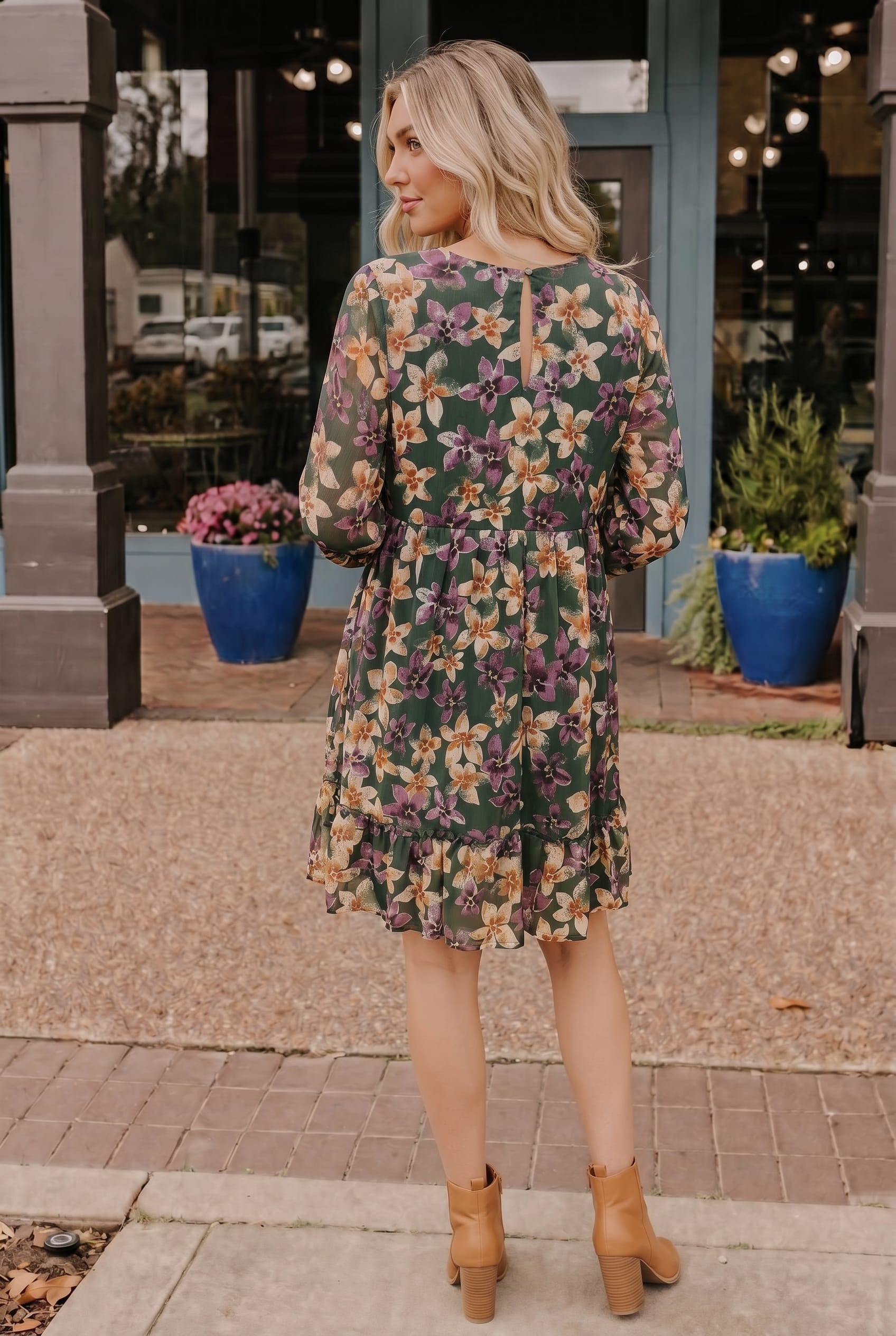 Forest Blooms Long Sleeve Mini Dress - Charming Charlie