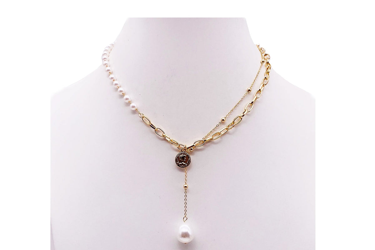 Pearl and Chain Drop Pendant - Charming Charlie