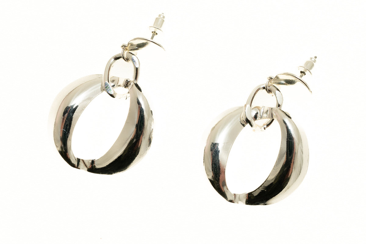Post Earring Silver Geo Drop - Charming Charlie