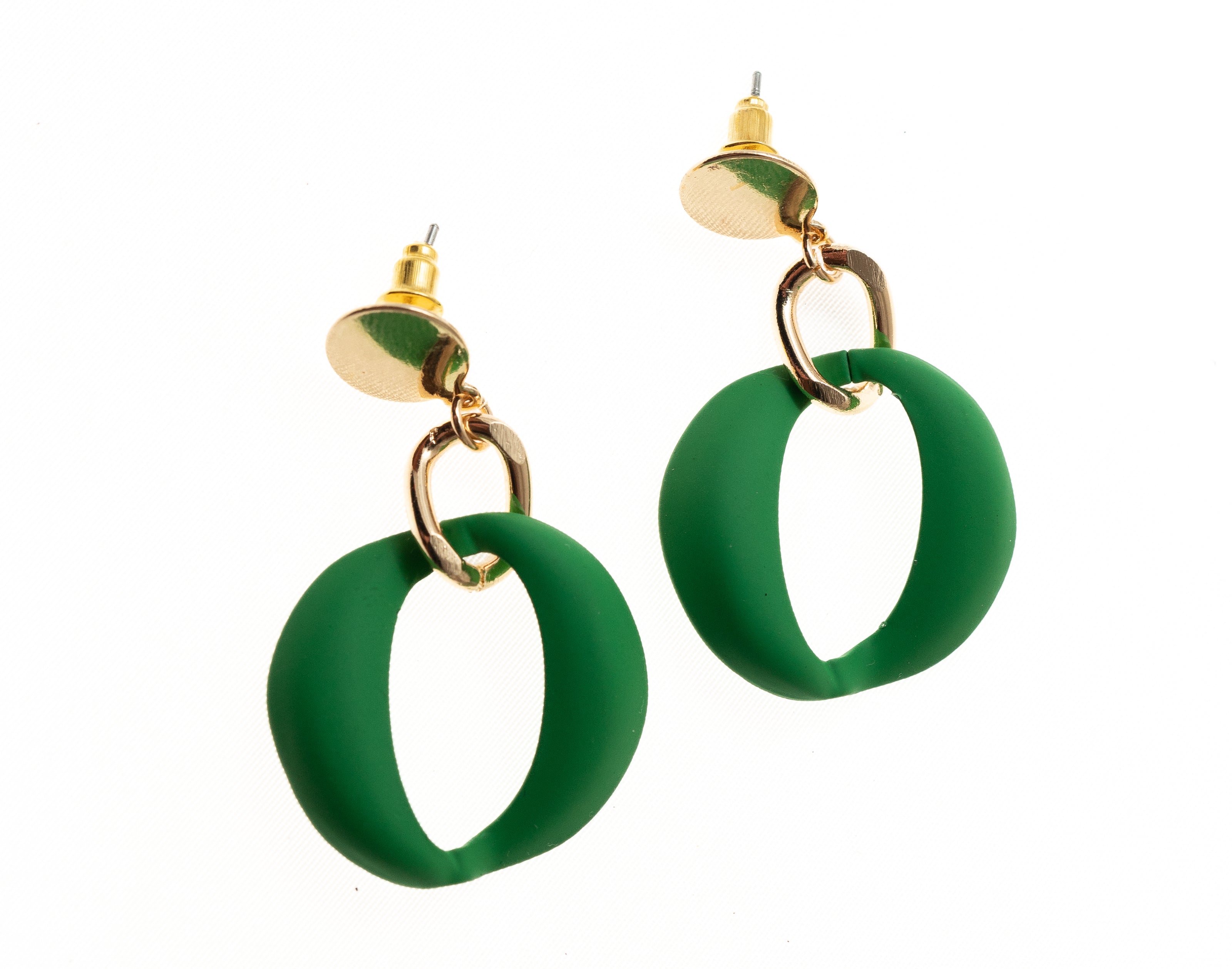Post Earring Green Geo Drop - Charming Charlie
