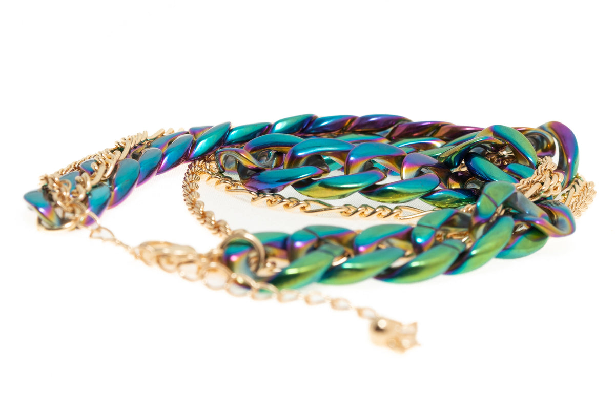 Three Row Chain Link Necklace - Charming Charlie