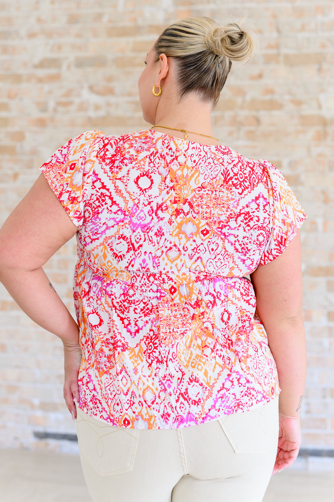 A Matter of Time Flutter Sleeve Top in Multi - Charming Charlie