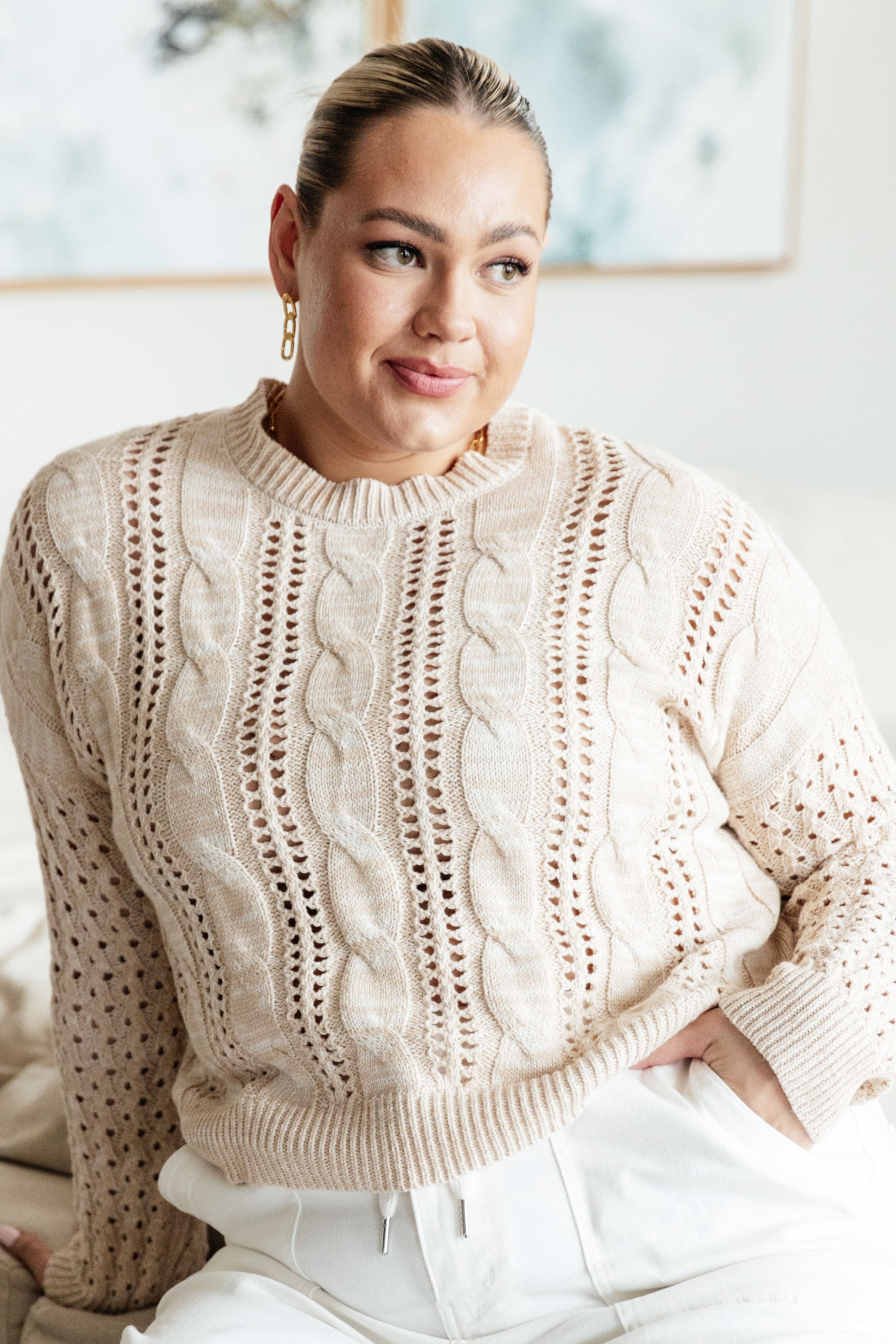A Note of Thanks Cable Knit Sweater - Charming Charlie