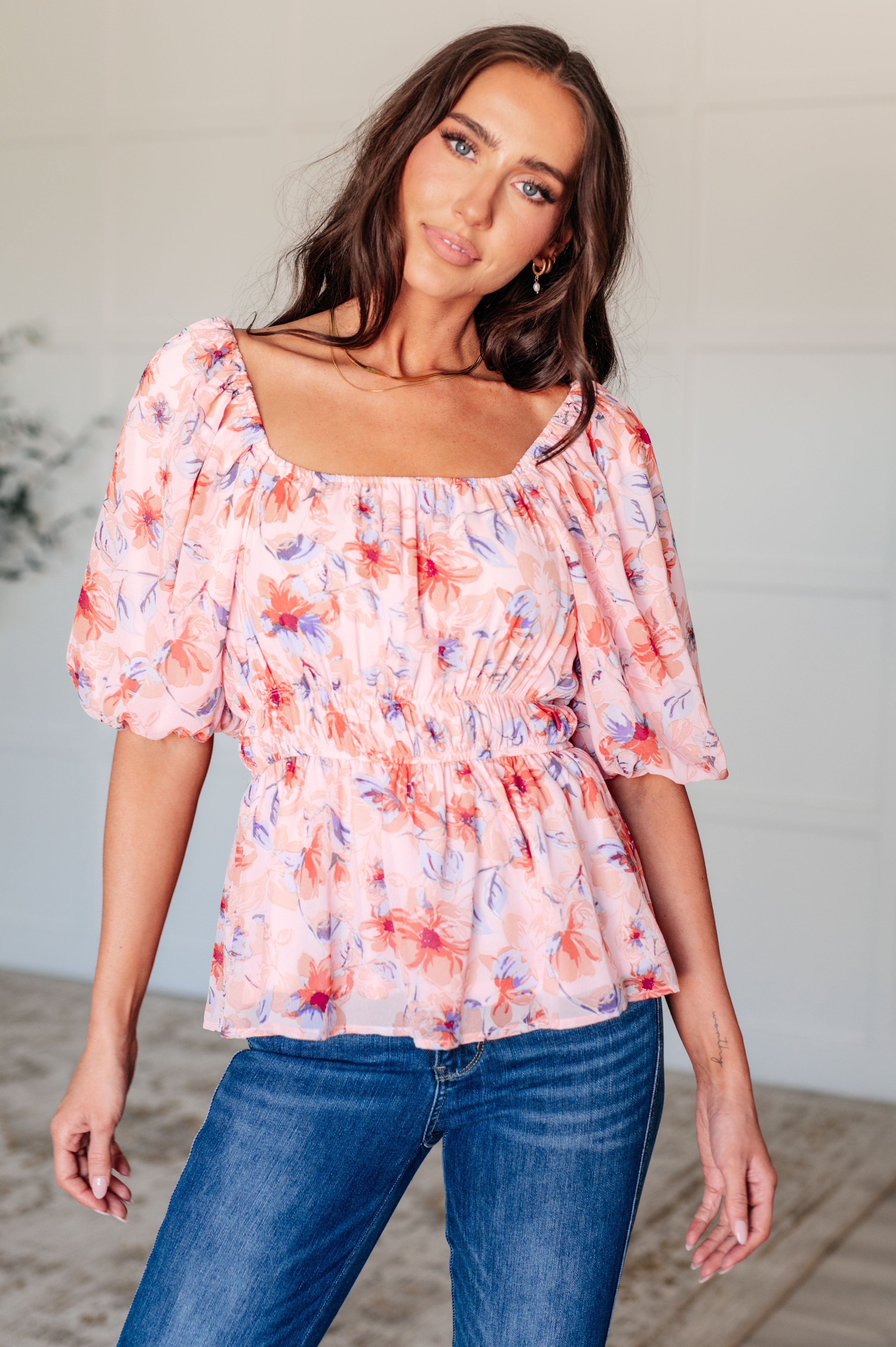 A Powerful Force Square Neck Balloon Sleeve Blouse - Charming Charlie