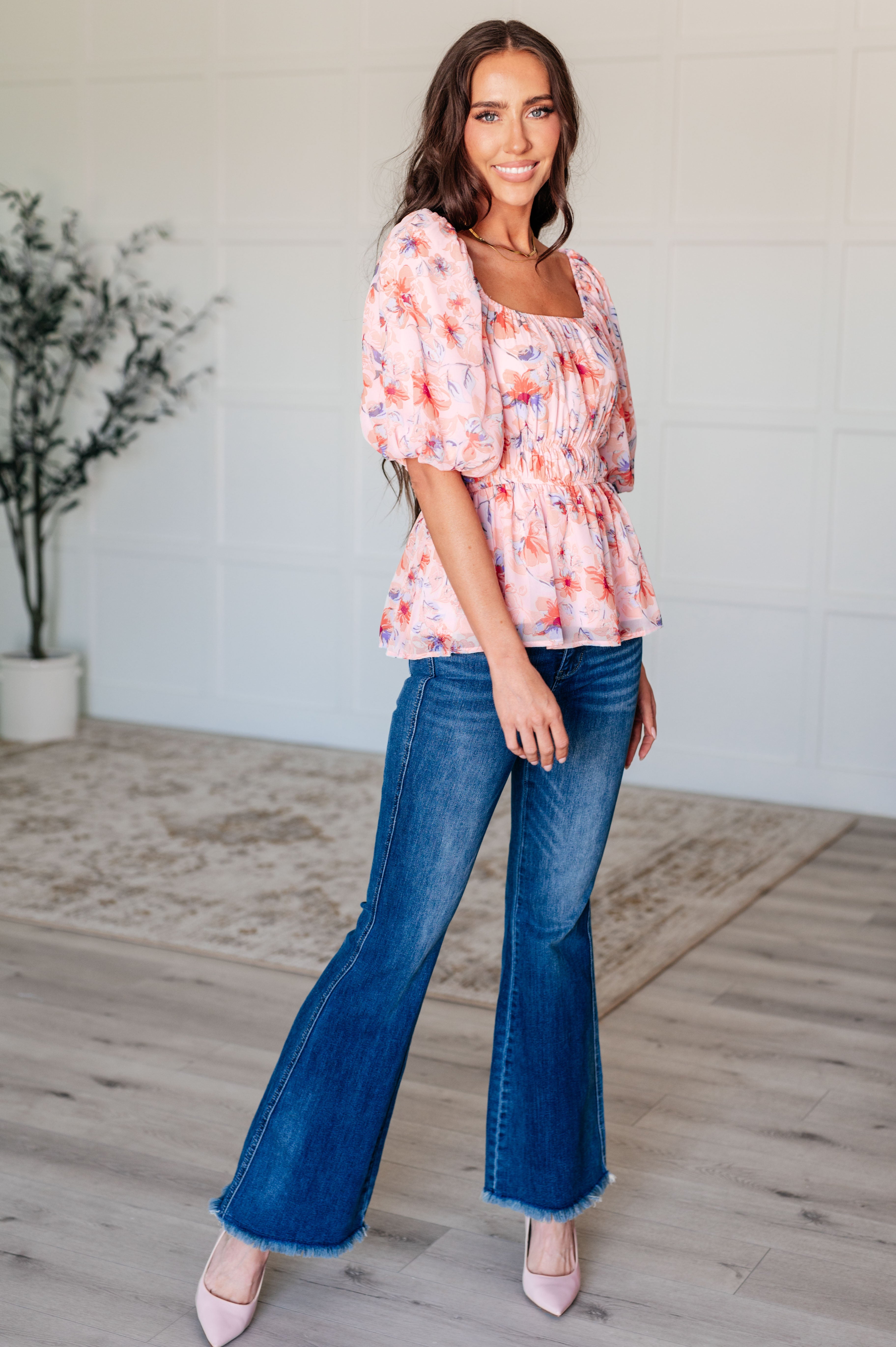 A Powerful Force Square Neck Balloon Sleeve Blouse - Charming Charlie