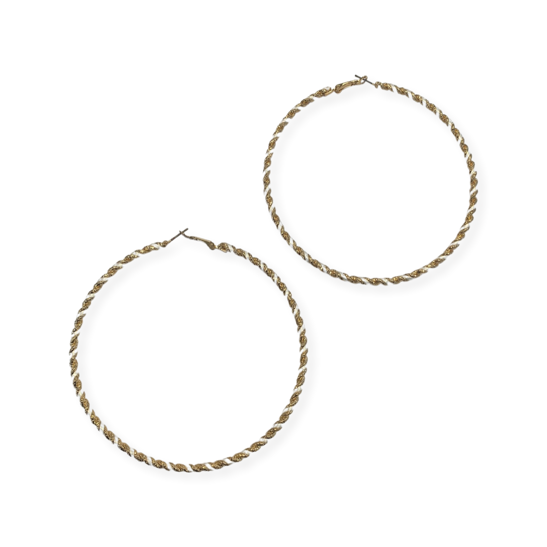 Goldtone Twisted Wire Extra Large Clicket Hoop Earring - Charming Charlie