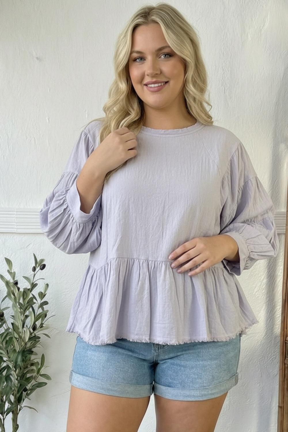 With Gentle Grace Lavender Cotton Blouse - Charming Charlie
