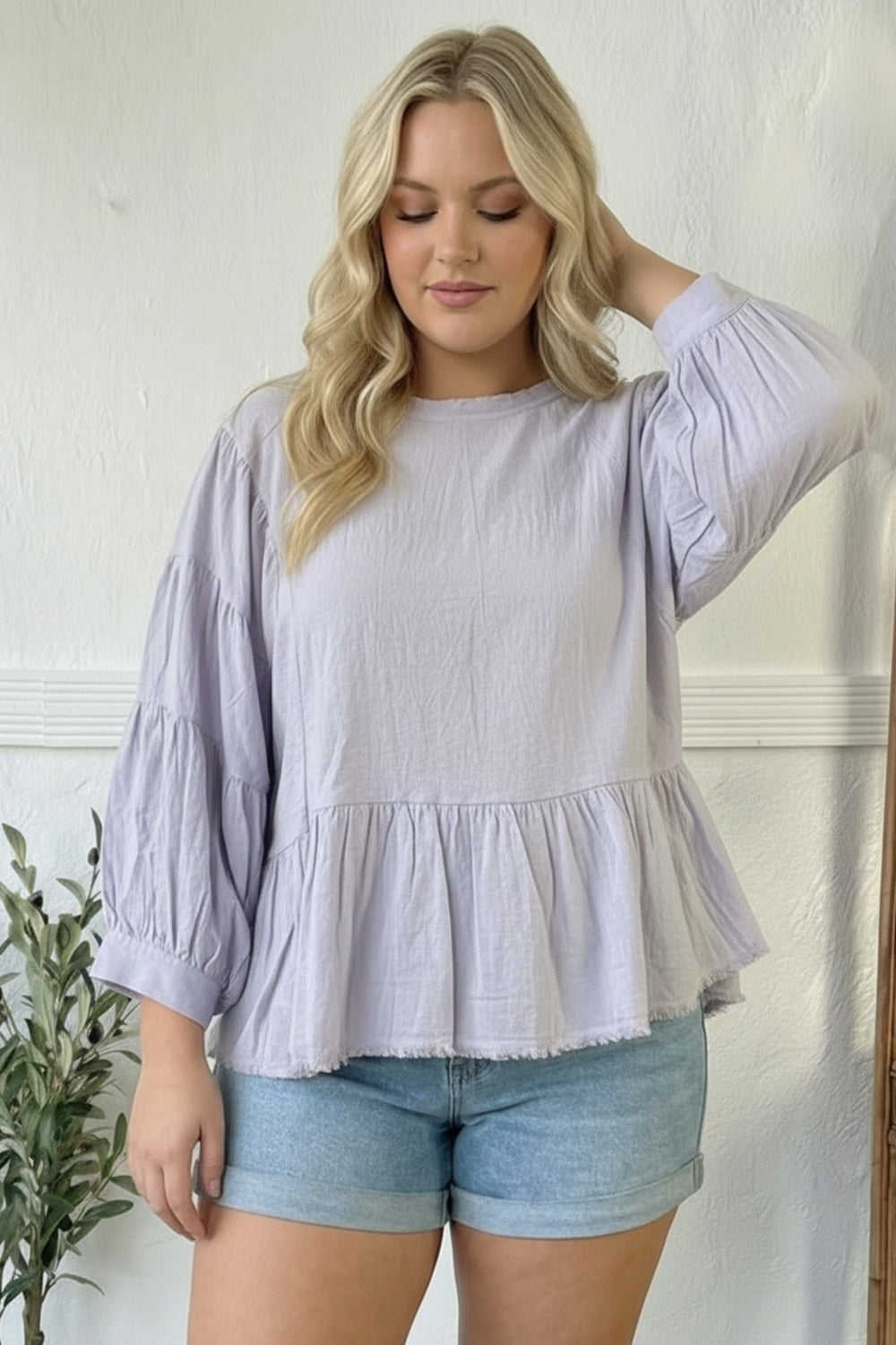 With Gentle Grace Lavender Cotton Blouse - Charming Charlie