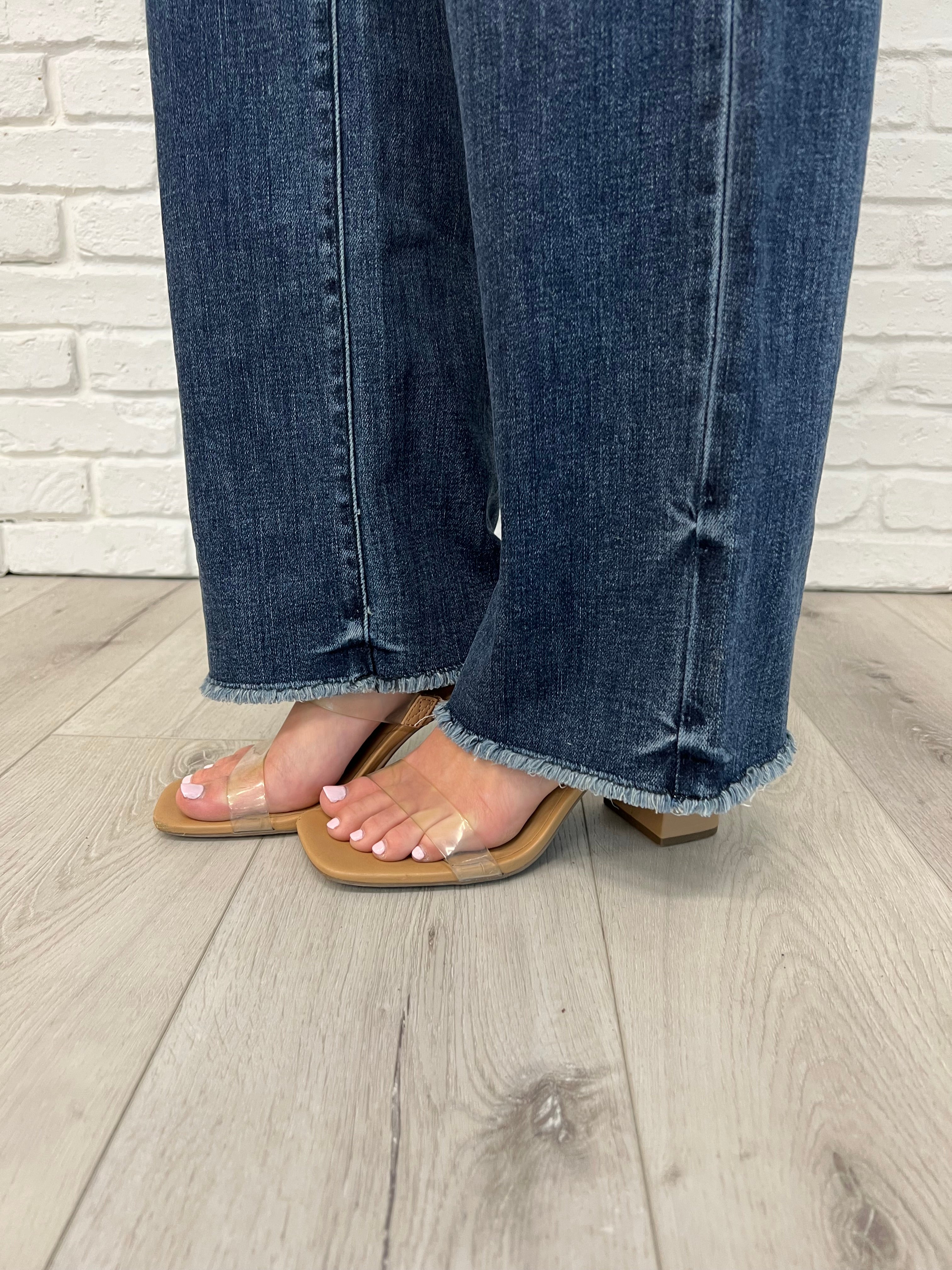 Addie Mid Rise Vintage Wash Wide Leg Jeans - Charming Charlie