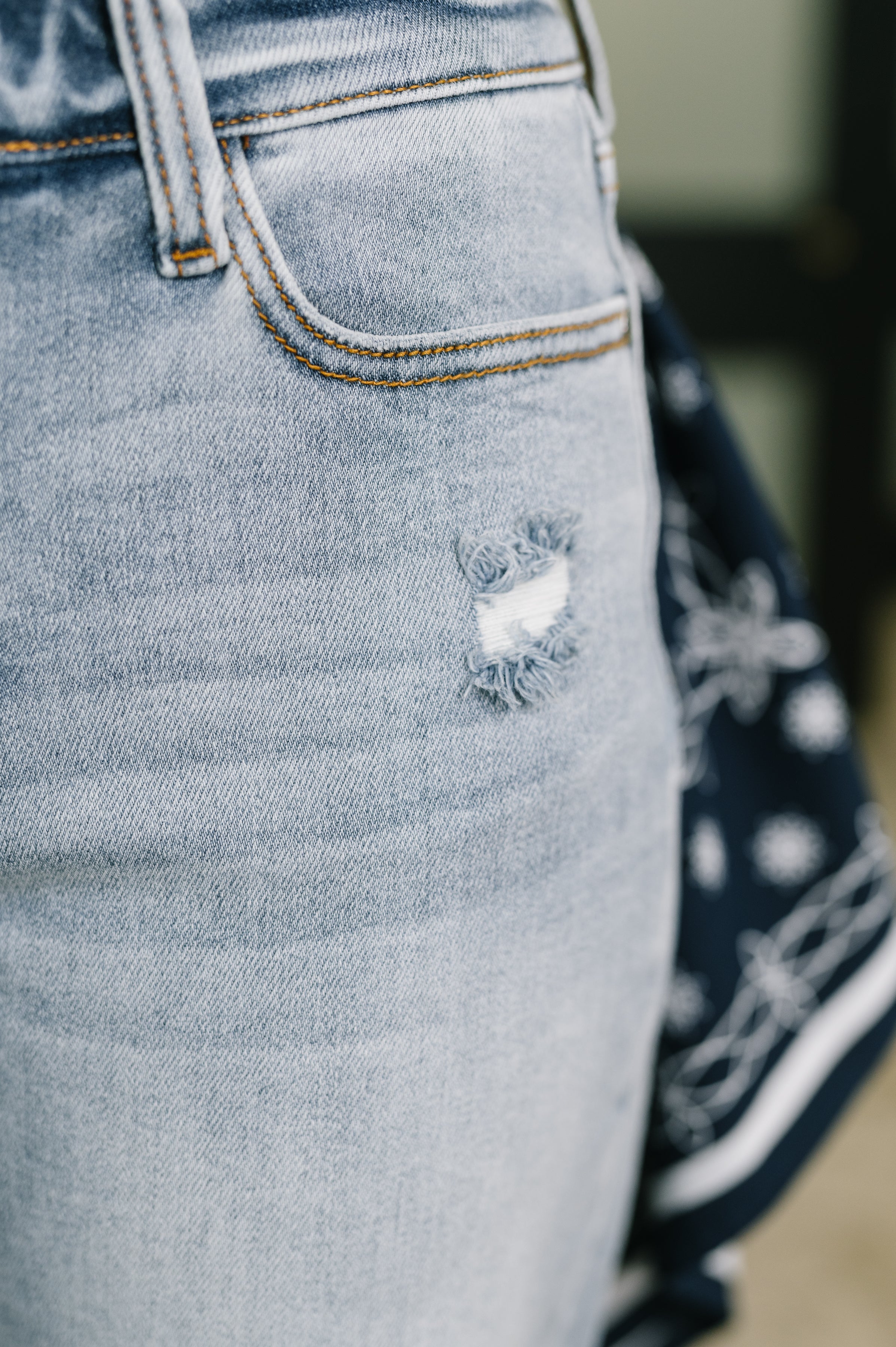 Alex Mid Rise Boyfriend Jean with Bandana Loop - Charming Charlie