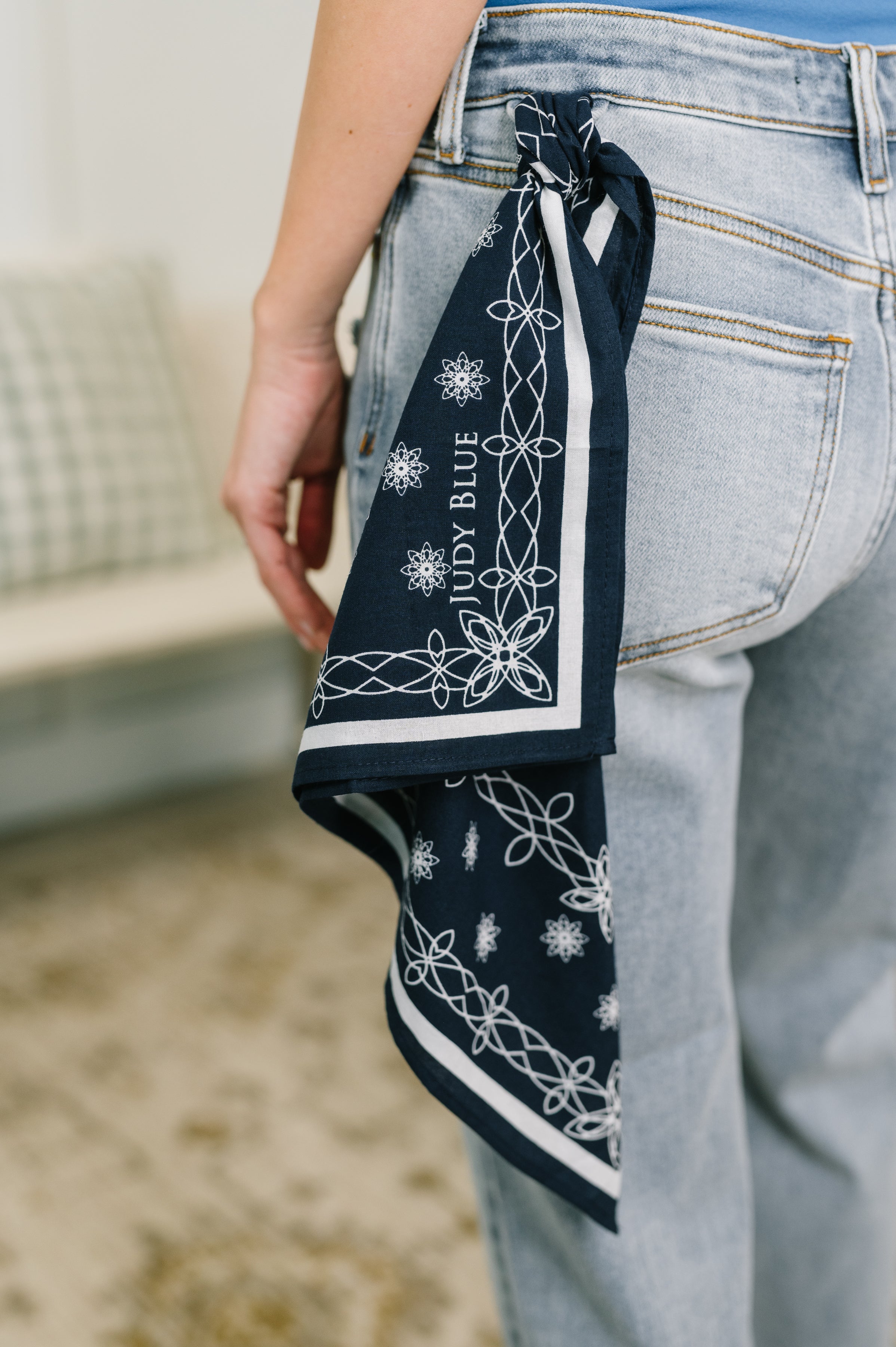 Alex Mid Rise Boyfriend Jean with Bandana Loop - Charming Charlie