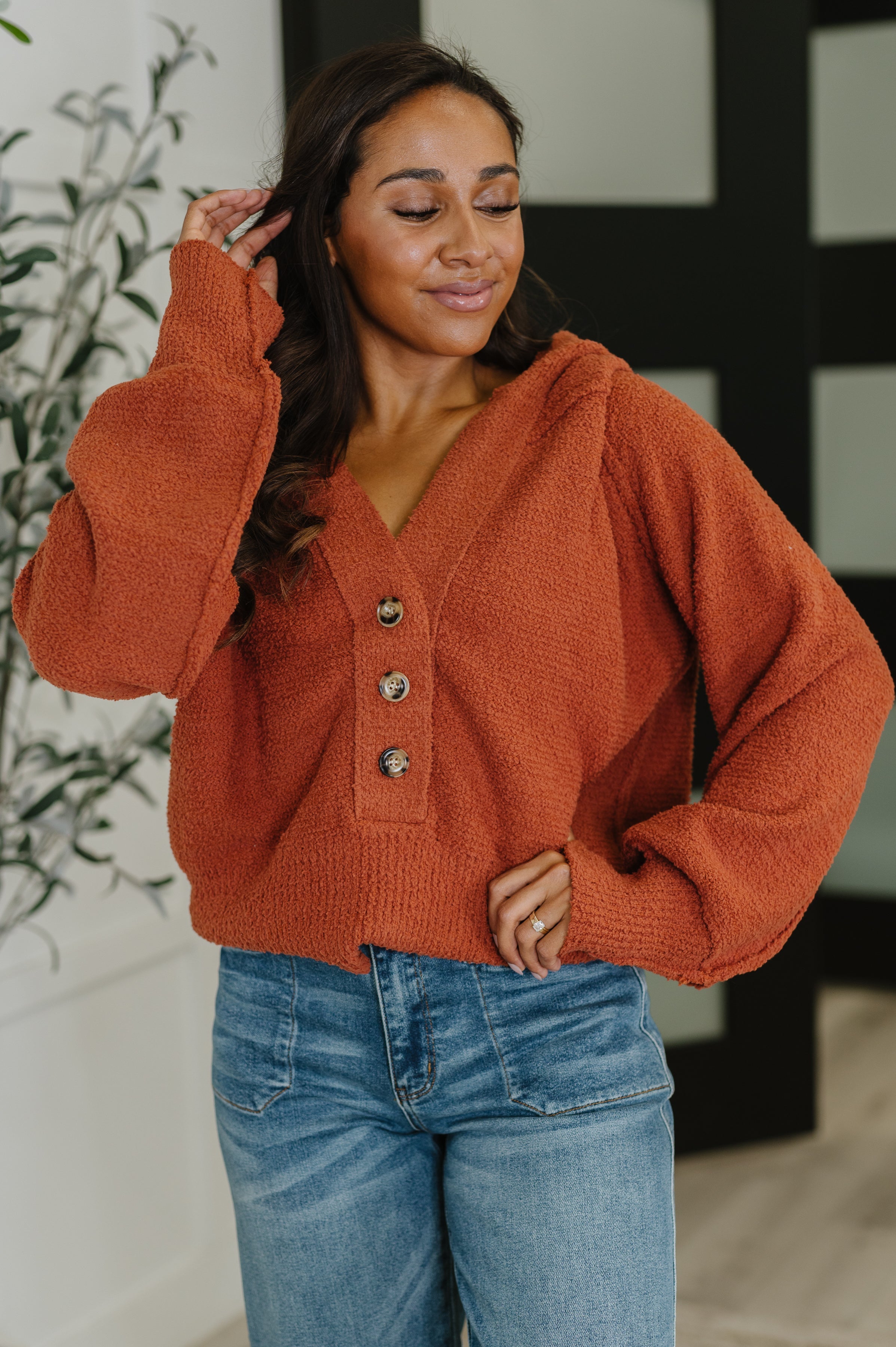 All For Me Henley Sweater - Charming Charlie