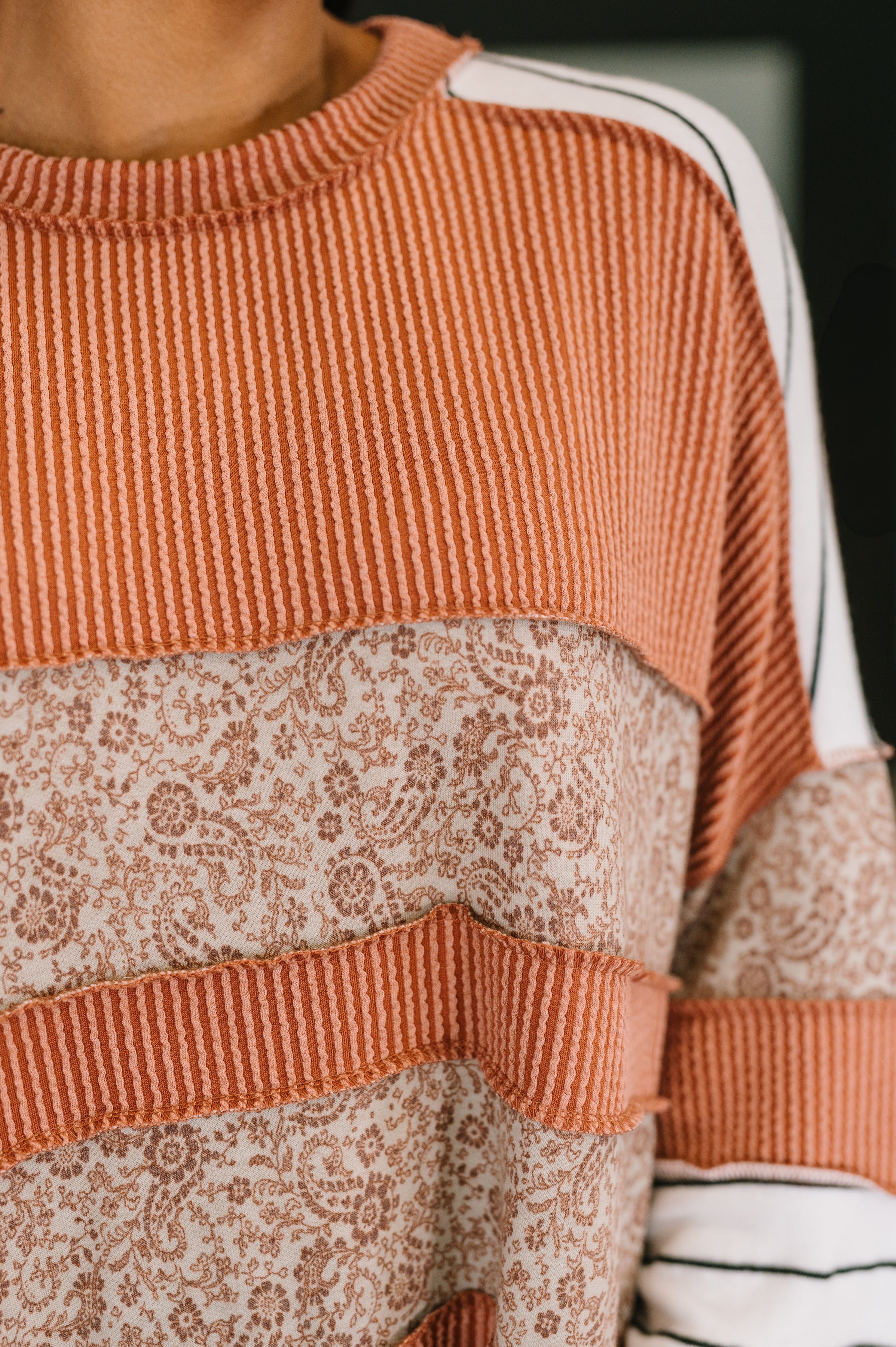 All Over the Place Color Block Relaxed Pullover - Charming Charlie