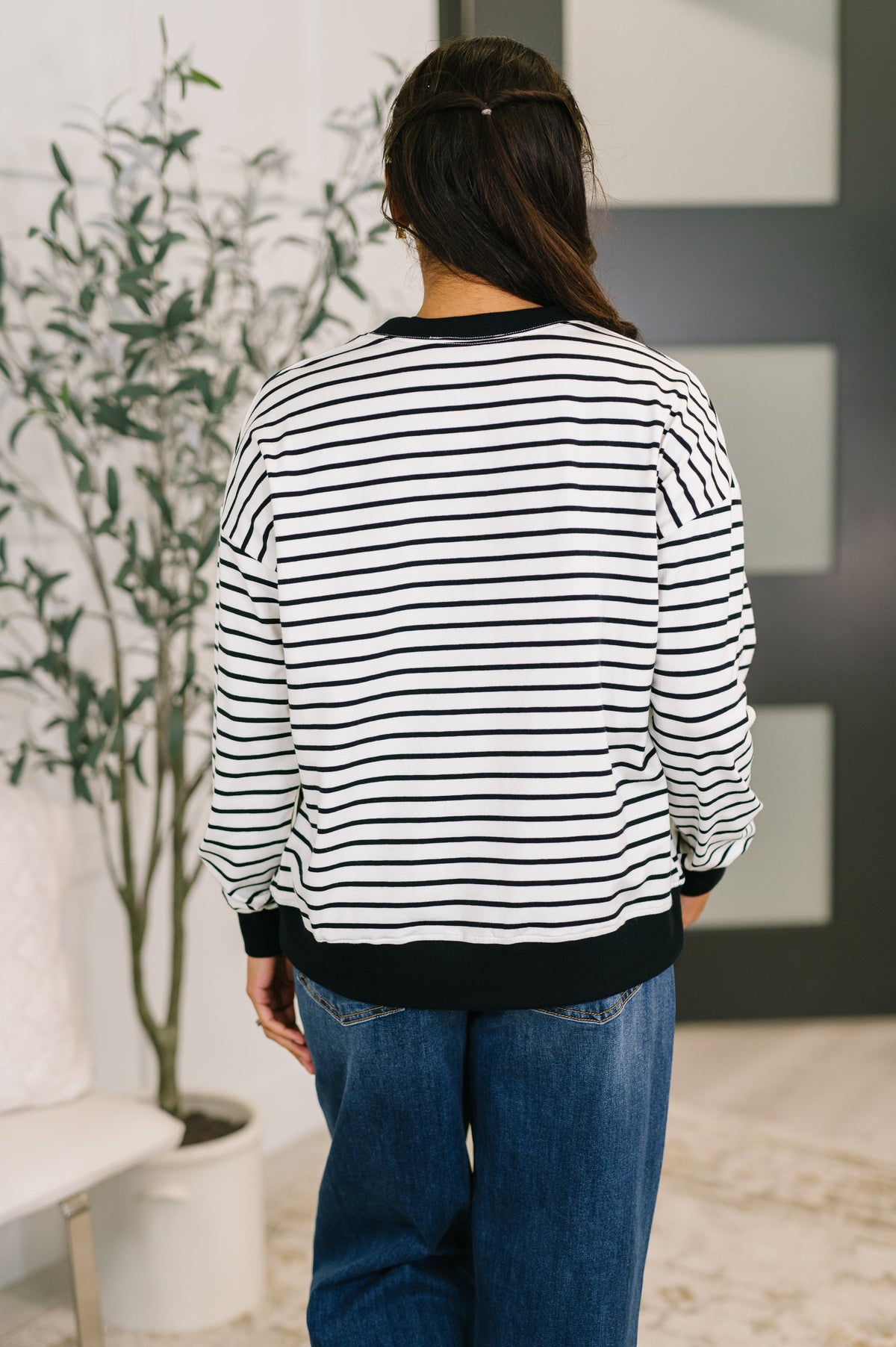 Almost Therapeutic Drop Shoulder Pullover in White and Black - Charming Charlie