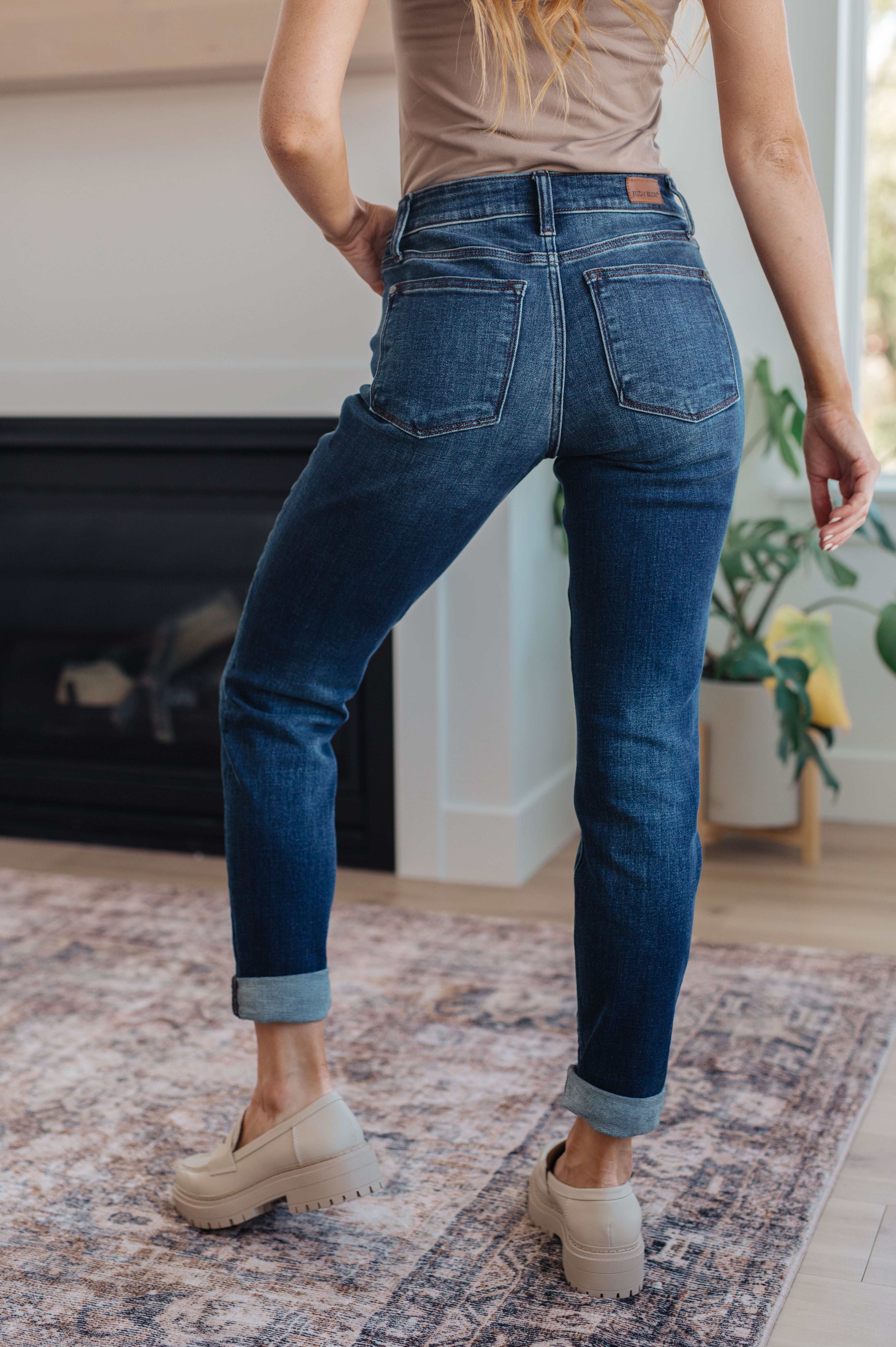 Amber Cuffed Slim Fit Dark Wash Jeans - Charming Charlie