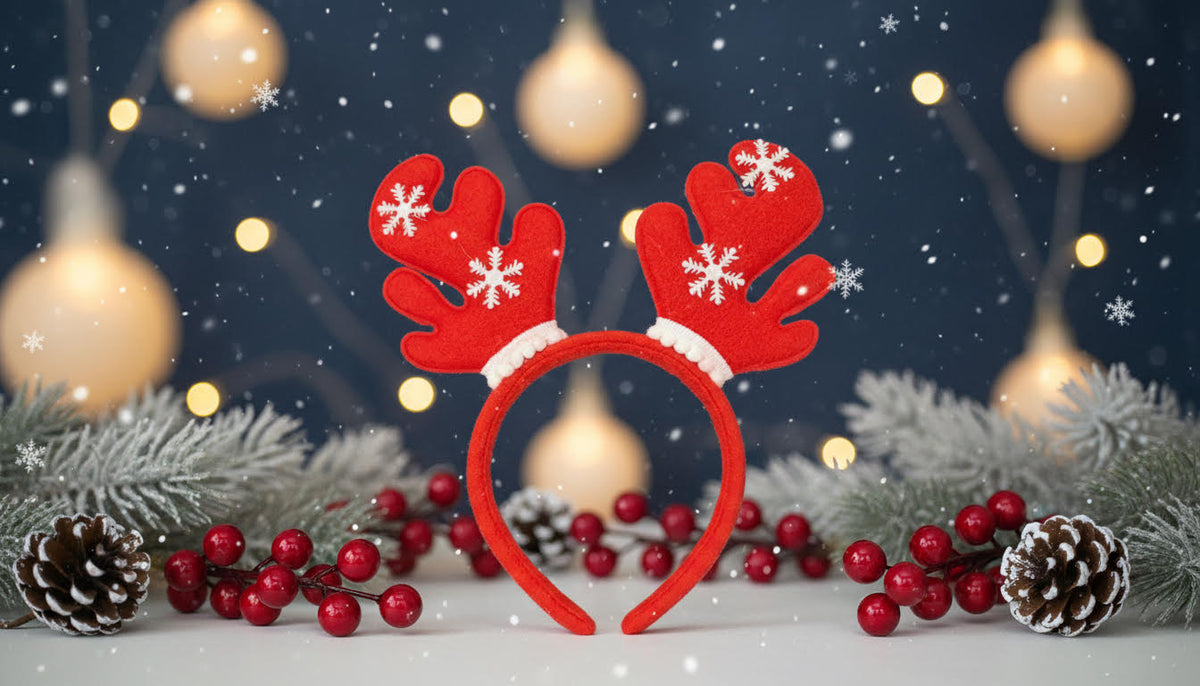Red Reindeer Antler Headband with Snowflake - Charming Charlie