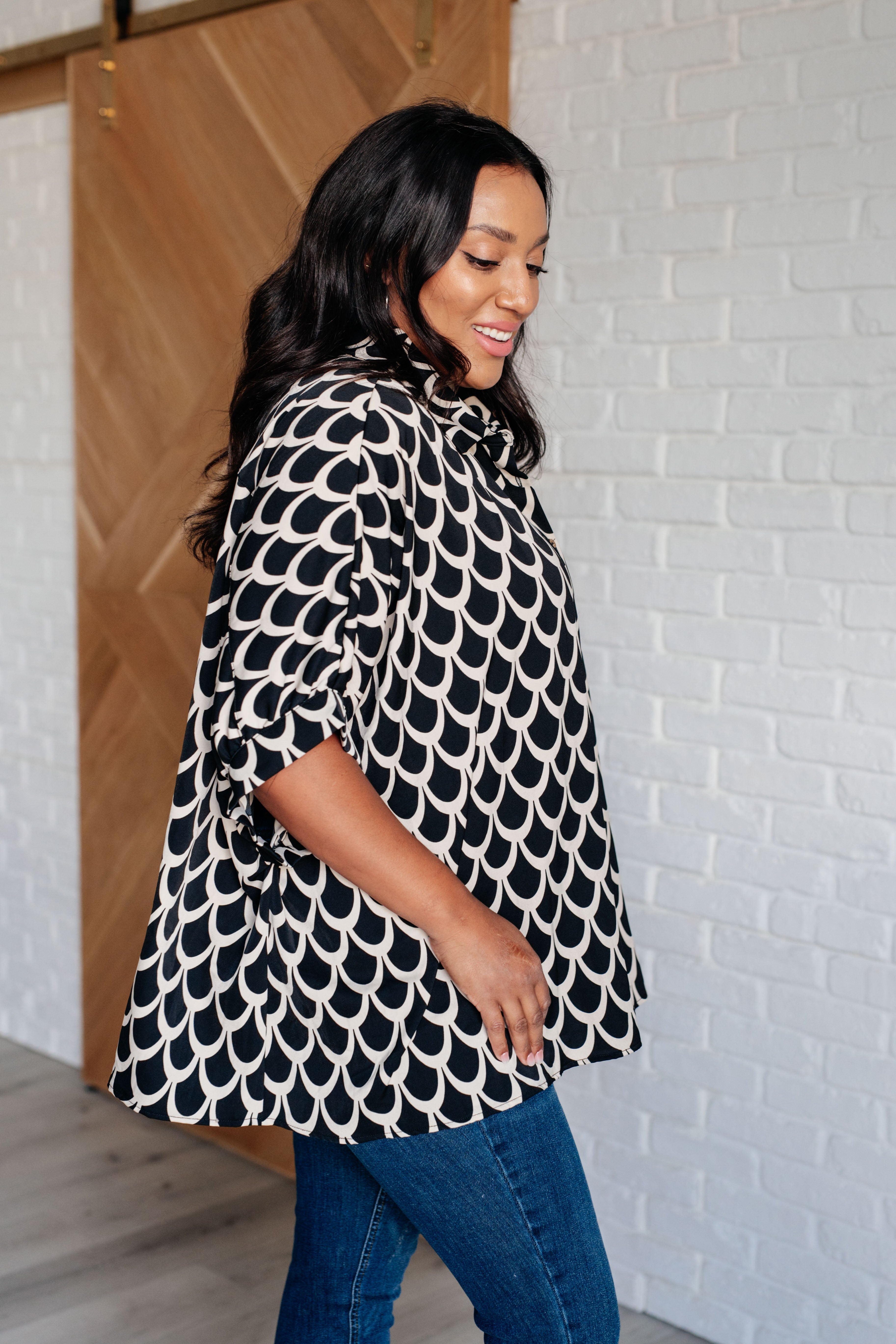 Art Deco Button Up Blouse - Charming Charlie